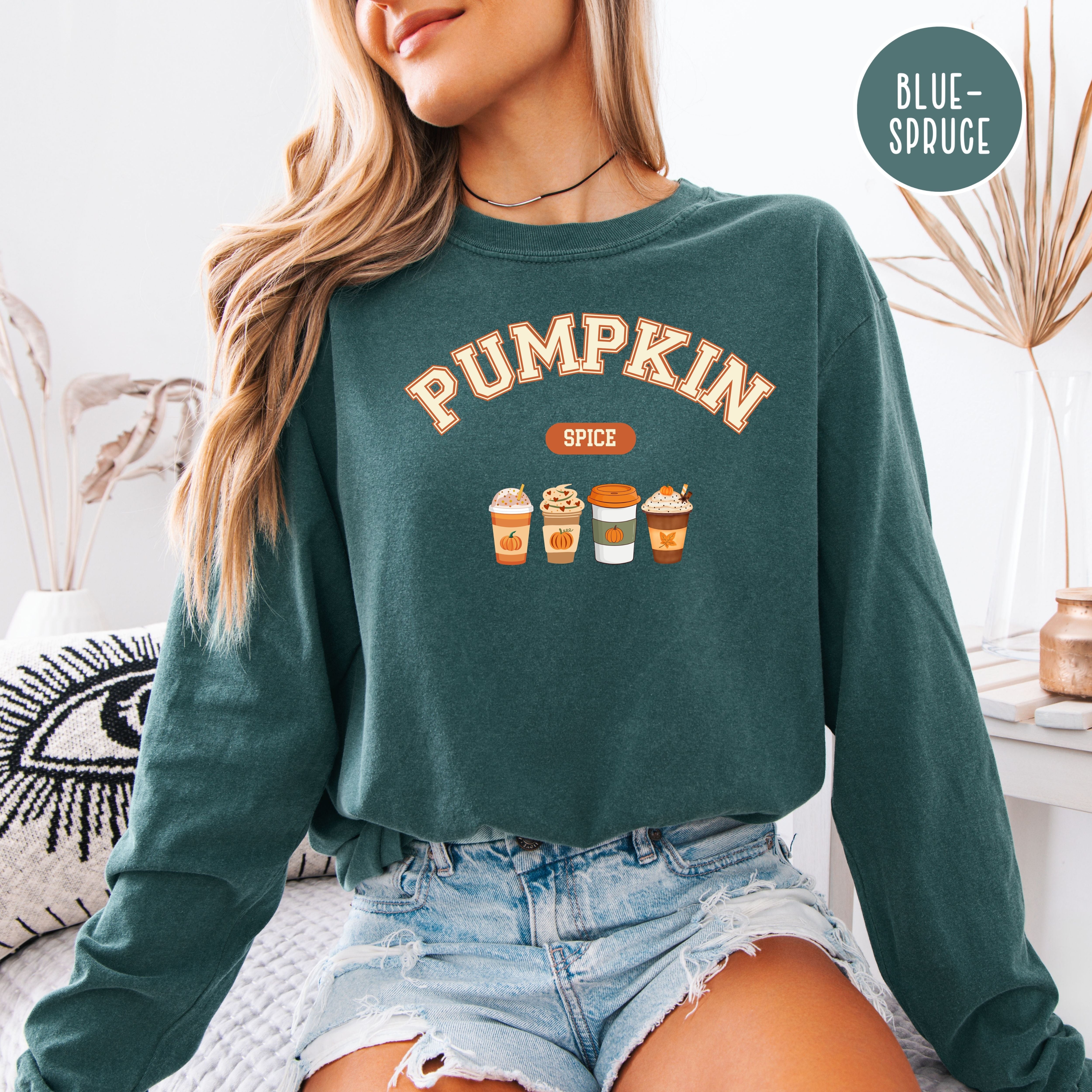 Pumpkin Spice Long Sleeve Comfort Colors Autumn Tee