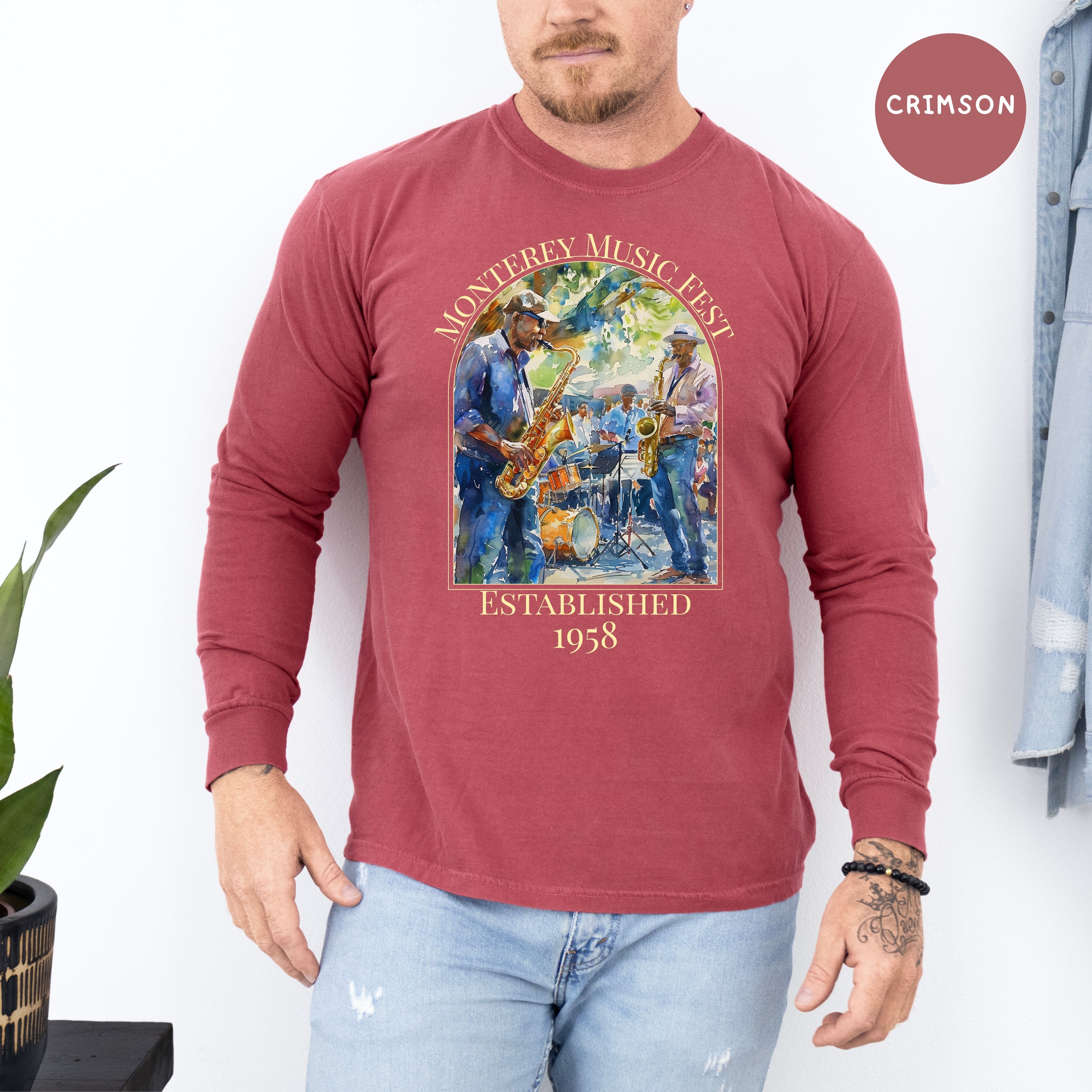 Monterey Music Festival Unisex Comfort Colors Long Sleeve T-Shirt, Music Lover Gift, Monterey Vacation Gift Shirt, California Travel Shirt