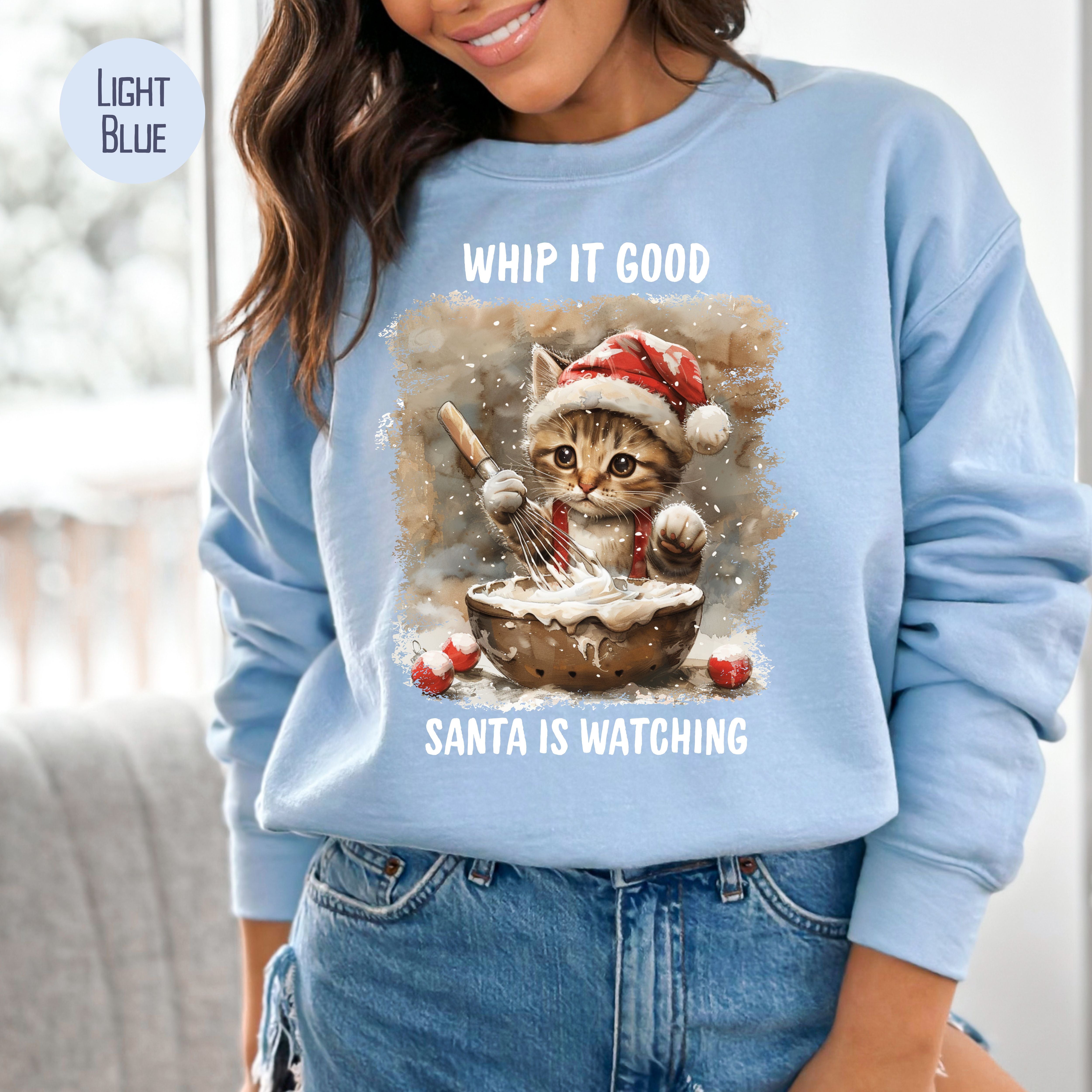 Cute Cat Whip It Good Christmas Baking Sweatshirt