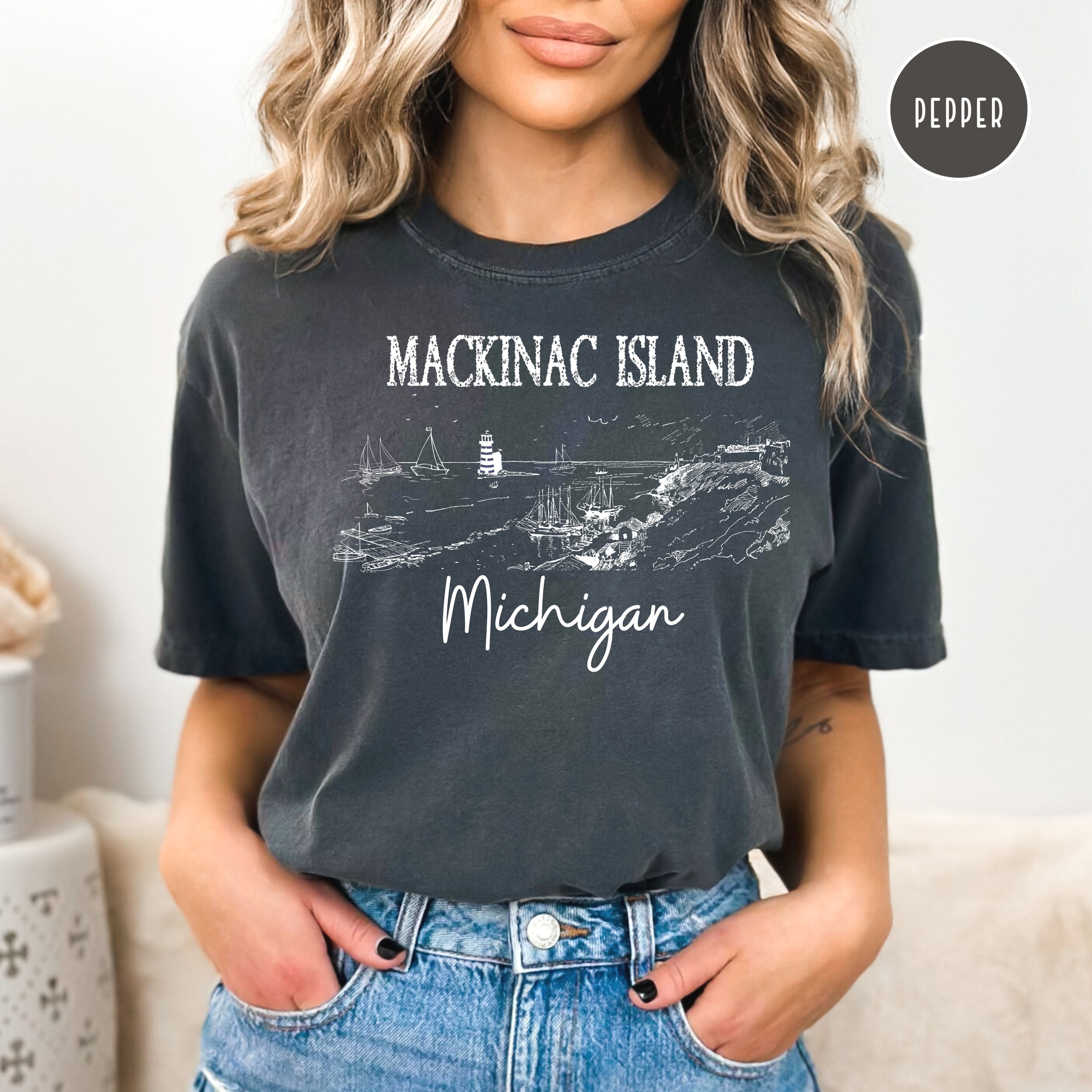 Mackinac Island Michigan Grunge Style Comfort Colors® Tee