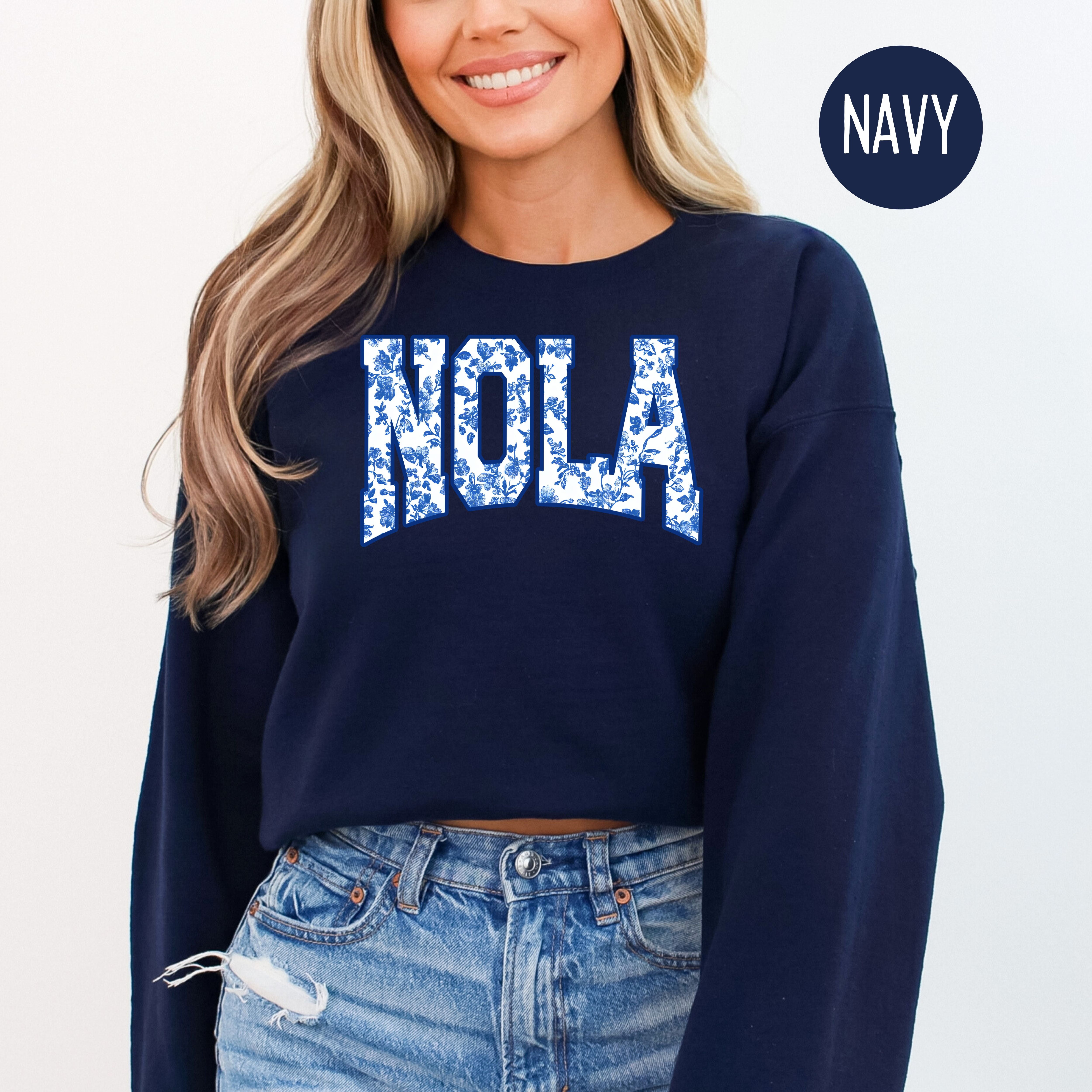 NOLA New Orleans Louisiana French Toile Sweatshirt