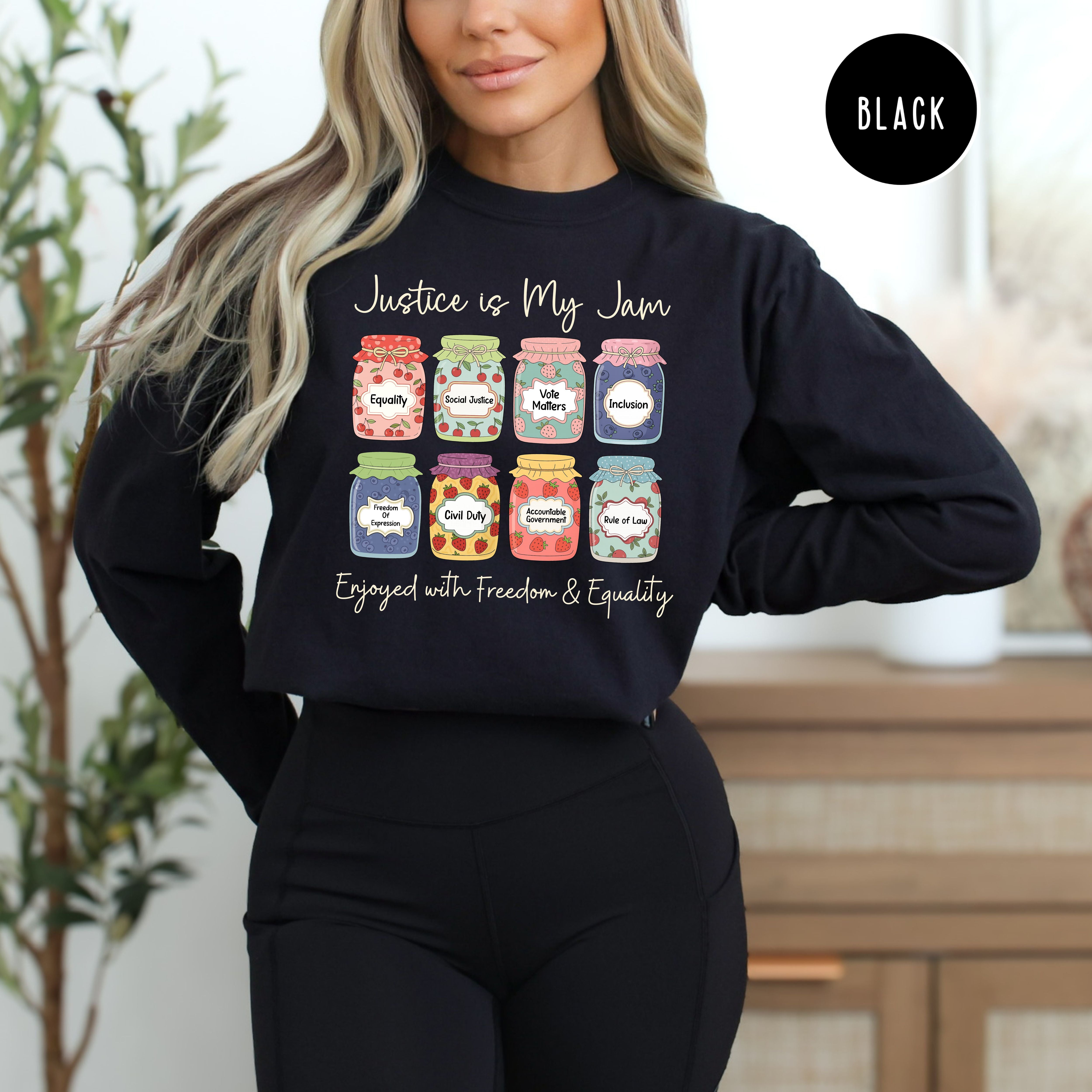 Justice is My Jam Long Sleeve Comfort Colors Social Justice Jam Jars Pro Democracy Gift Tee