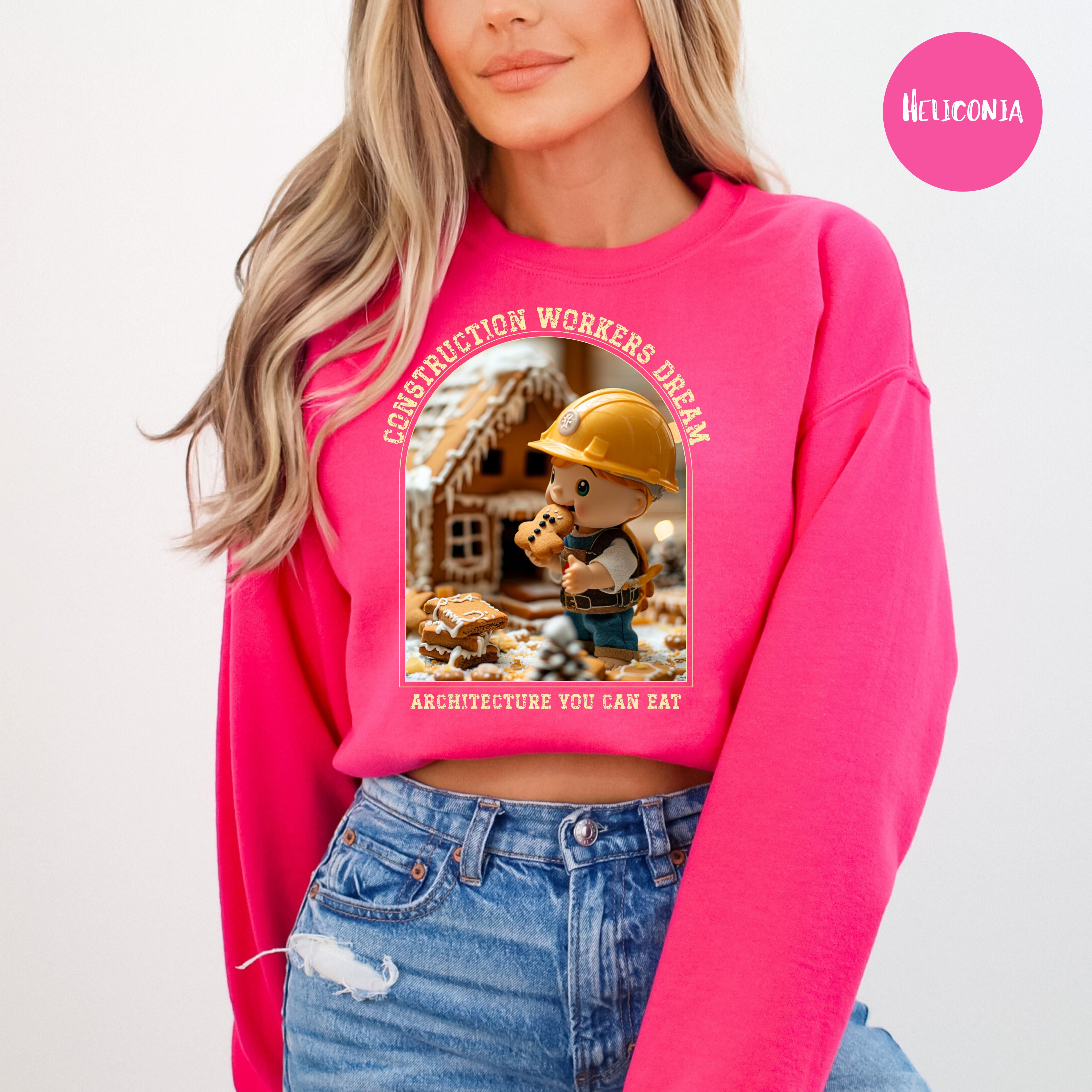 Funny Construction Worker Gingerbread House Contest Unisex Sweatshirt