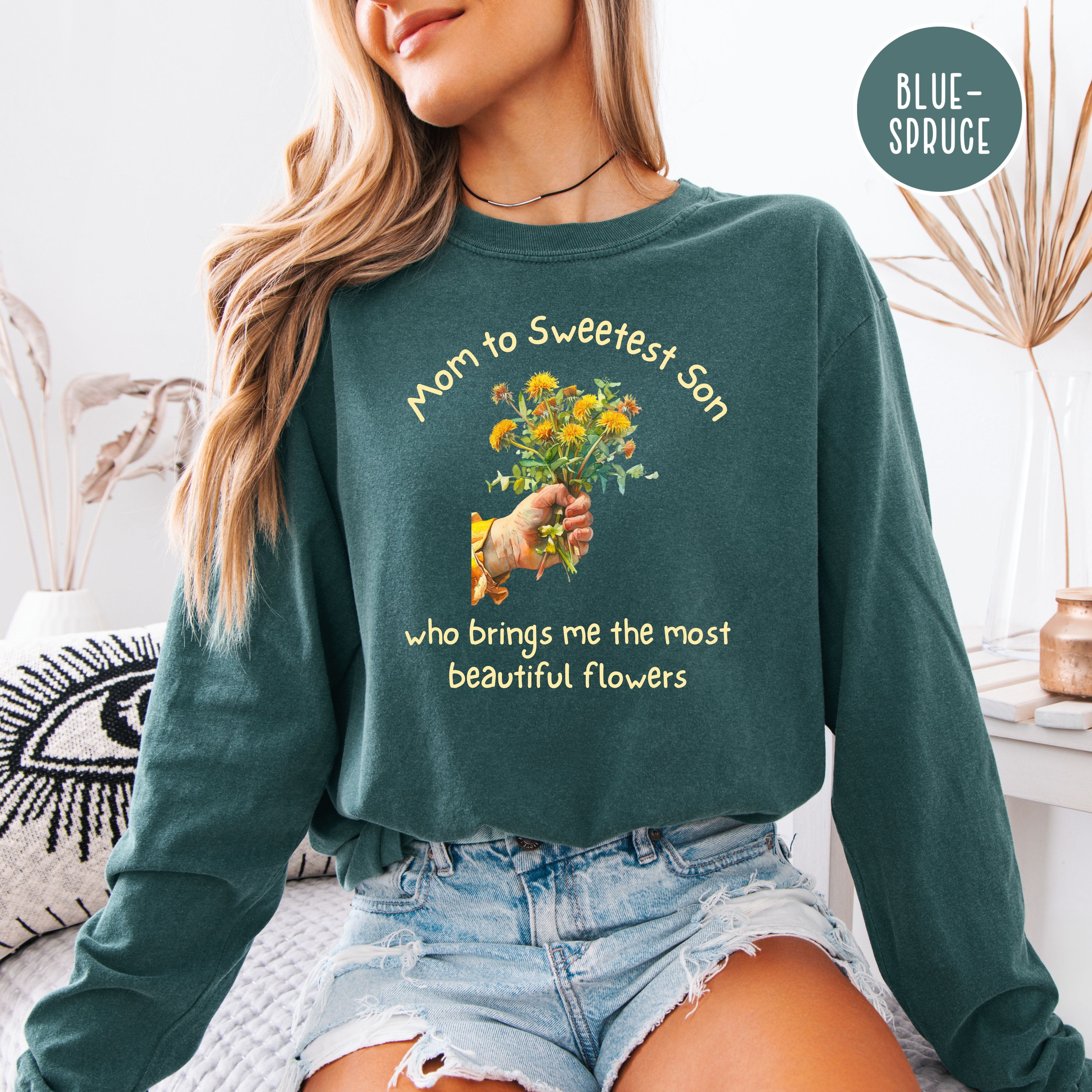 Mom To Sweet Son Long Sleeve Comfort Colors T-Shirt, Funny Mom Tee Shirt