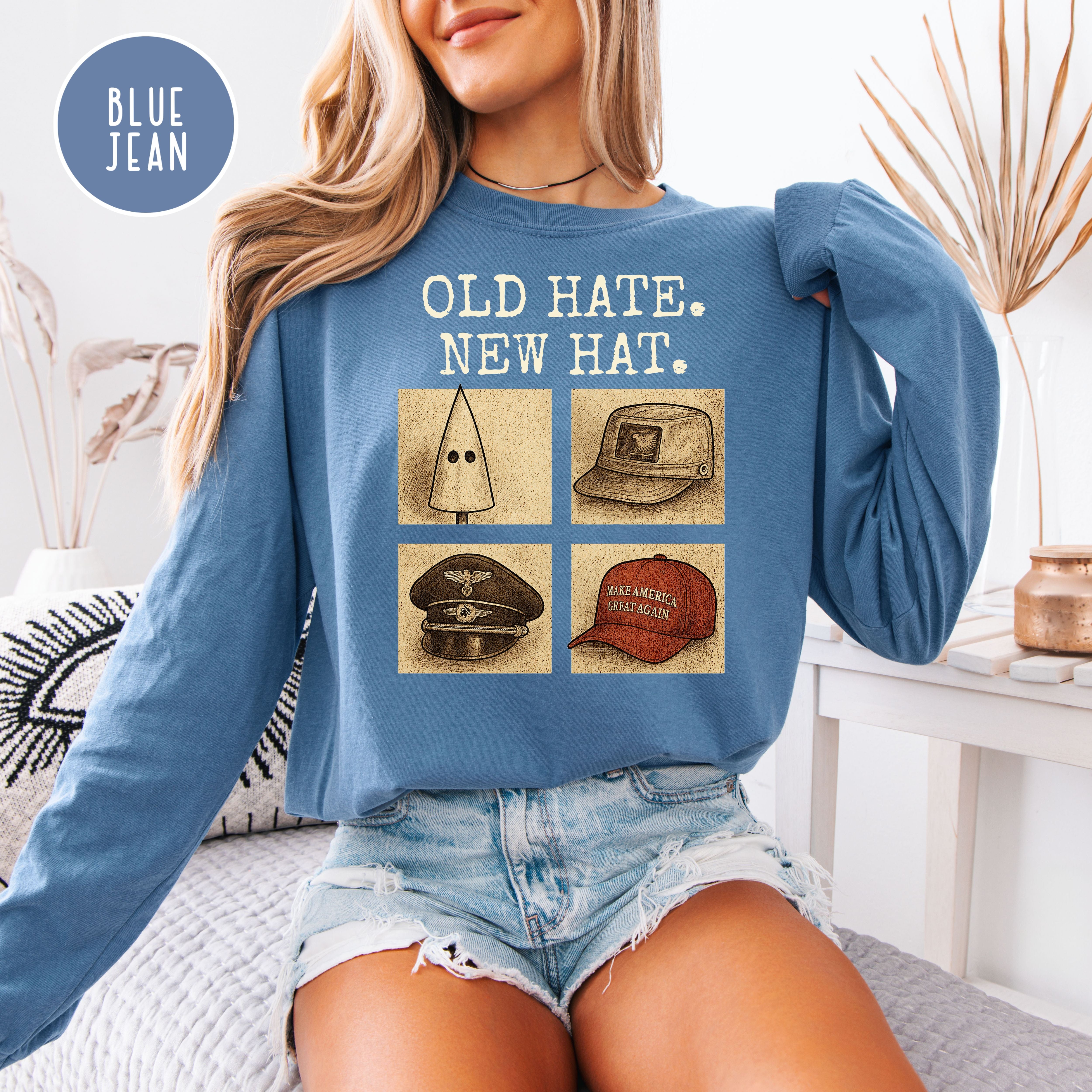 Same Shit Different Hat Shirt, Old Hate New Hat Long Sleeve Comfort Colors Anti-Trump Protest Tee