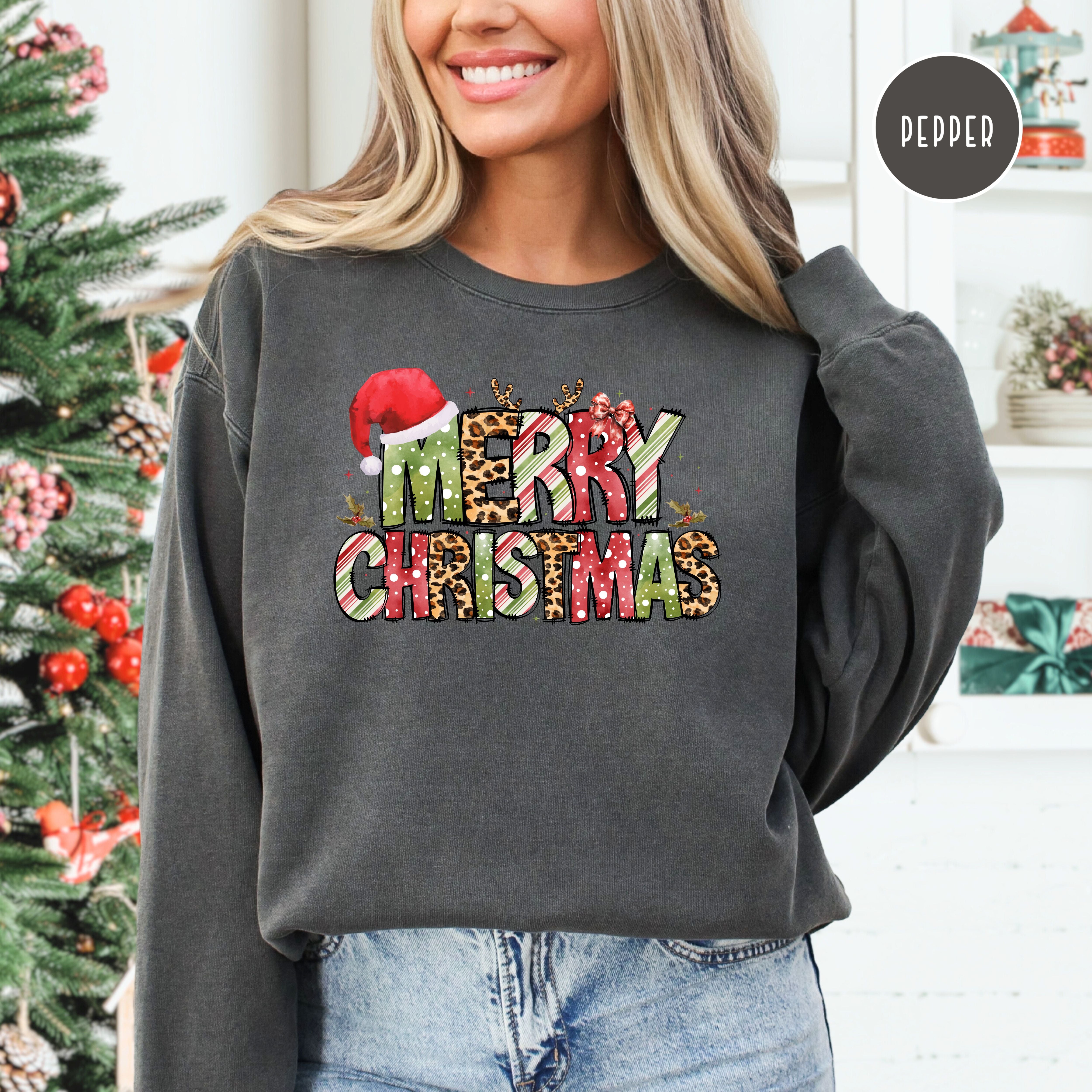 Cheerful Merry Christmas Comfort Colors® Sweatshirt