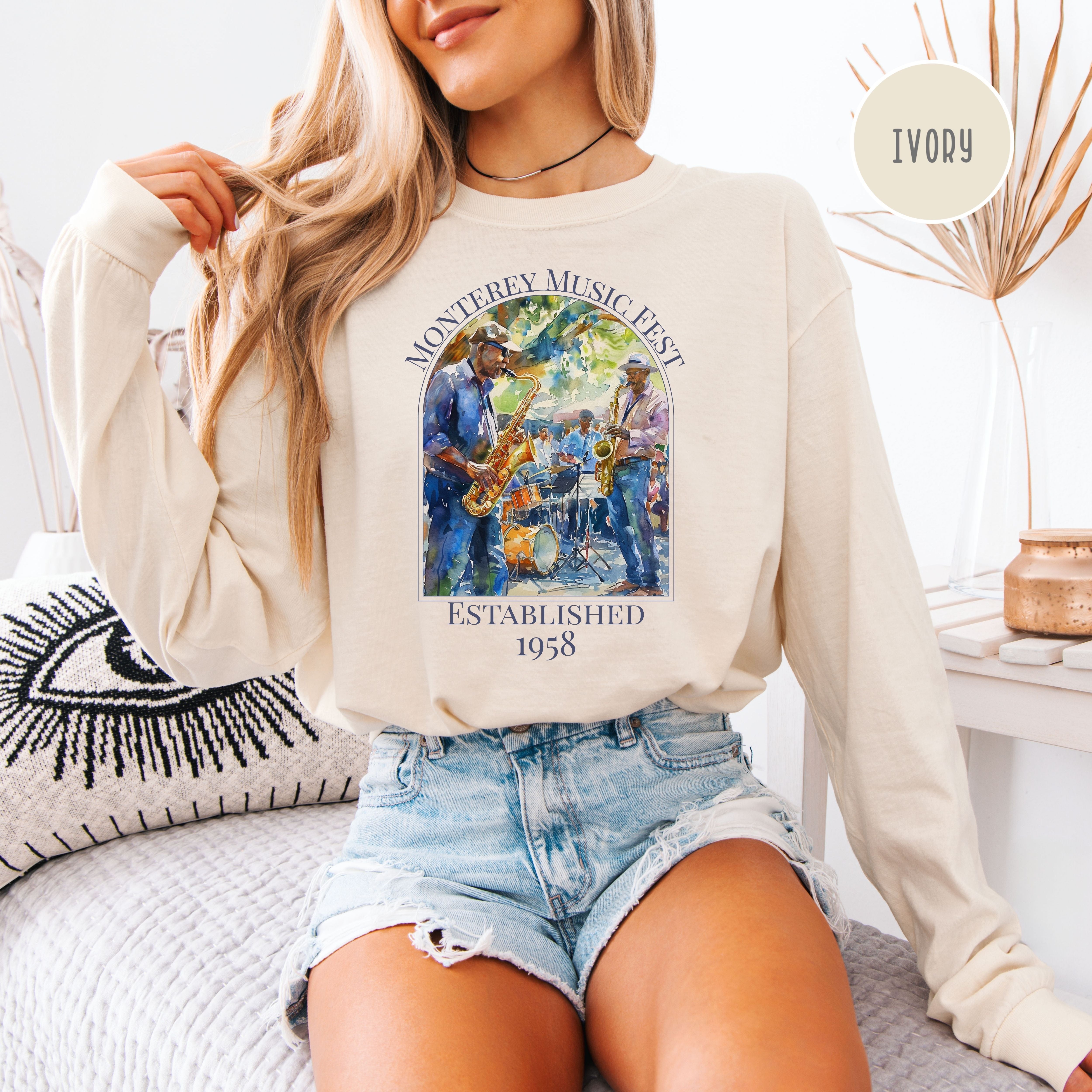 Monterey Music Festival Unisex Comfort Colors Long Sleeve T-Shirt, Music Lover Gift, Monterey Vacation Gift Shirt, California Travel Shirt