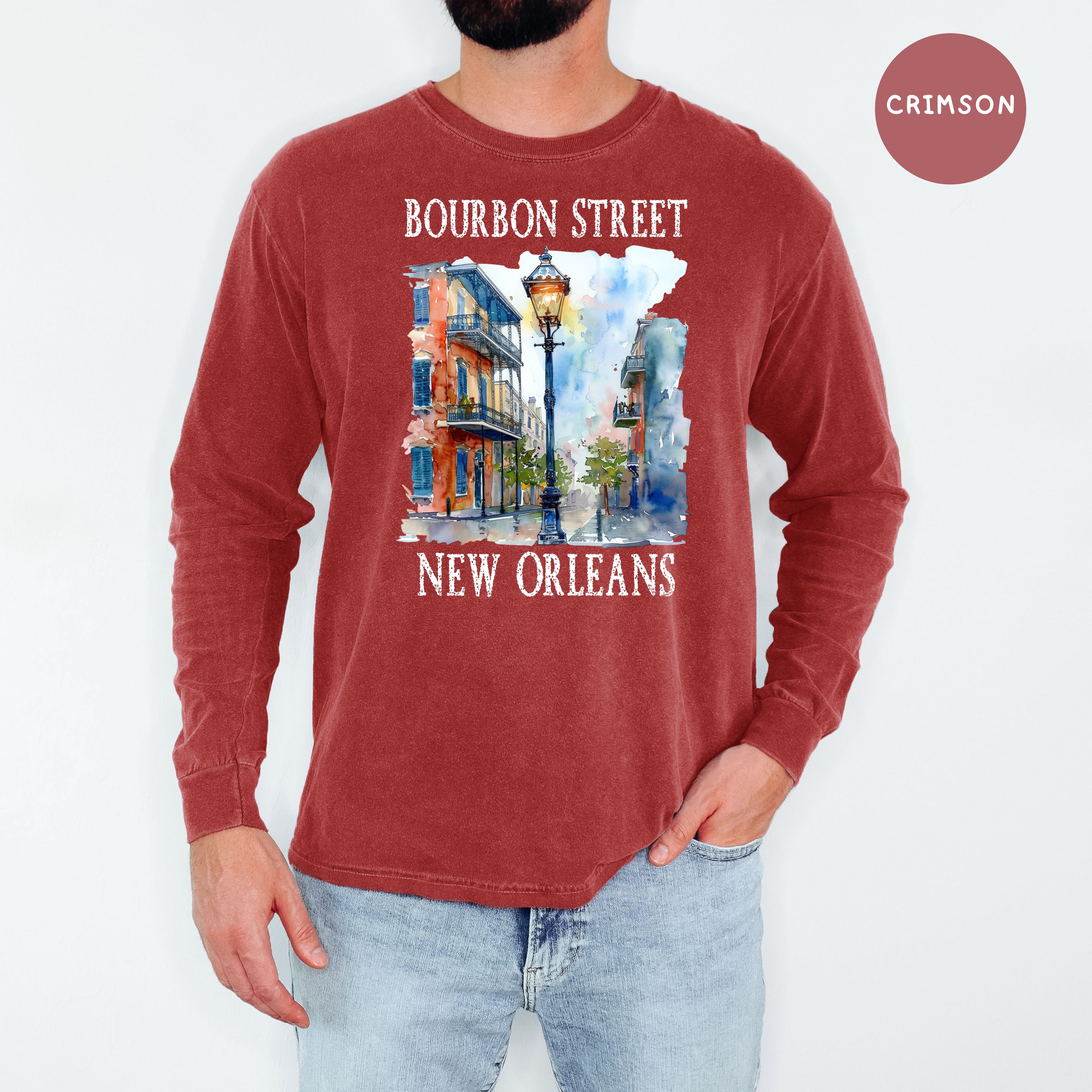 Bourbon Street New Orleans Unisex Long Sleeve Comfort Colors T-Shirt