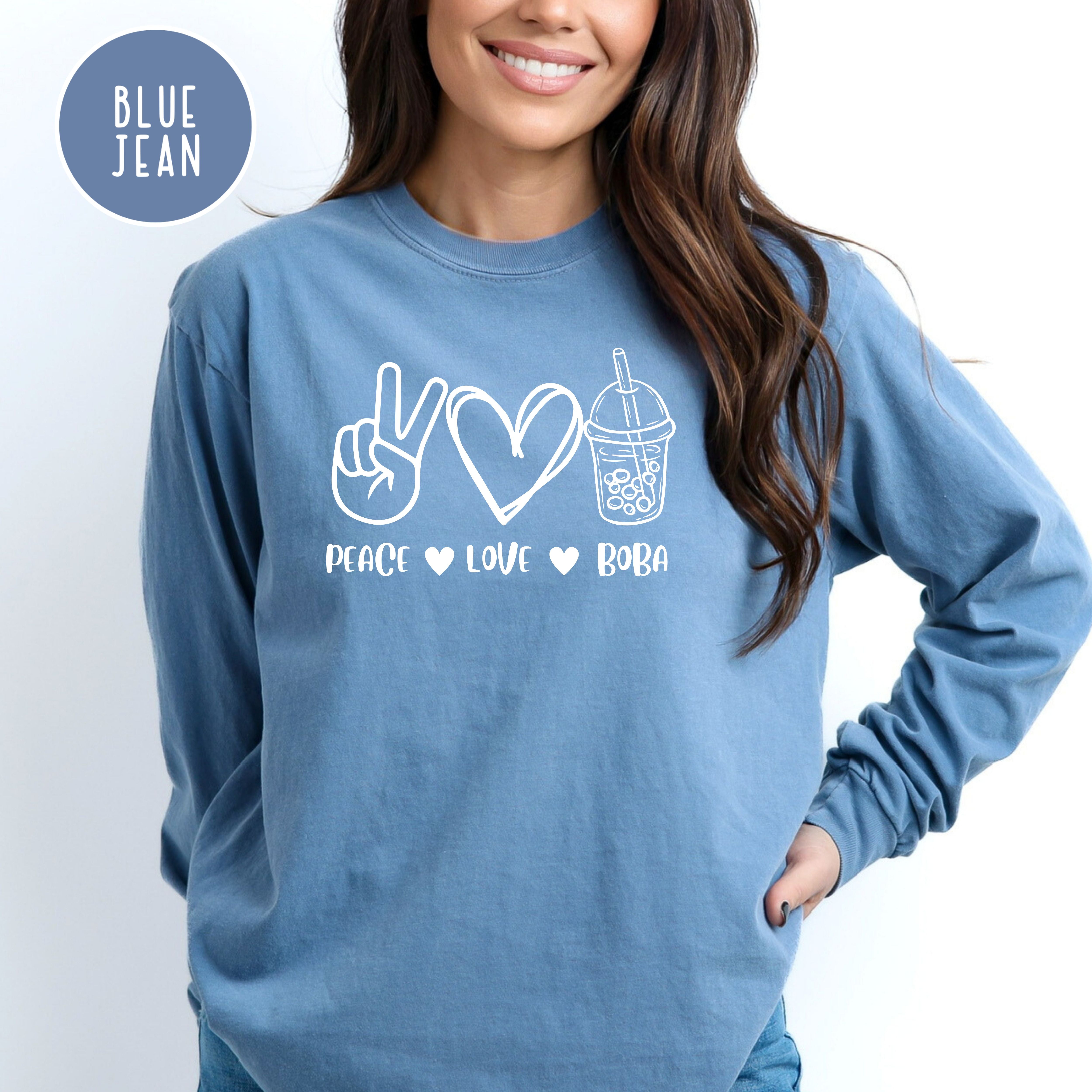 Peace Love Boba Comfort Colors® Long Sleeve Tee