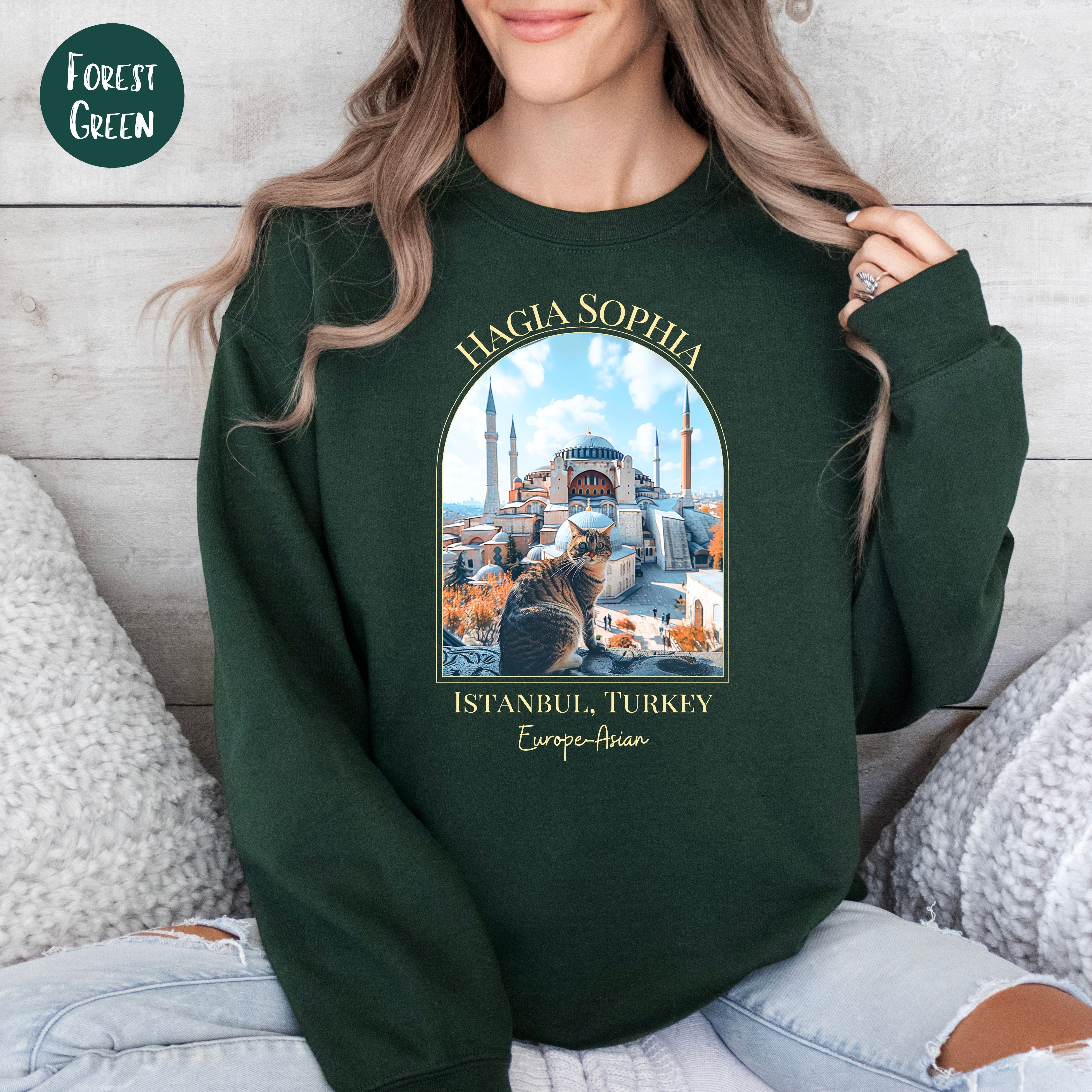 Istanbul Turkey Hagia Sophia Cat Sweatshirt