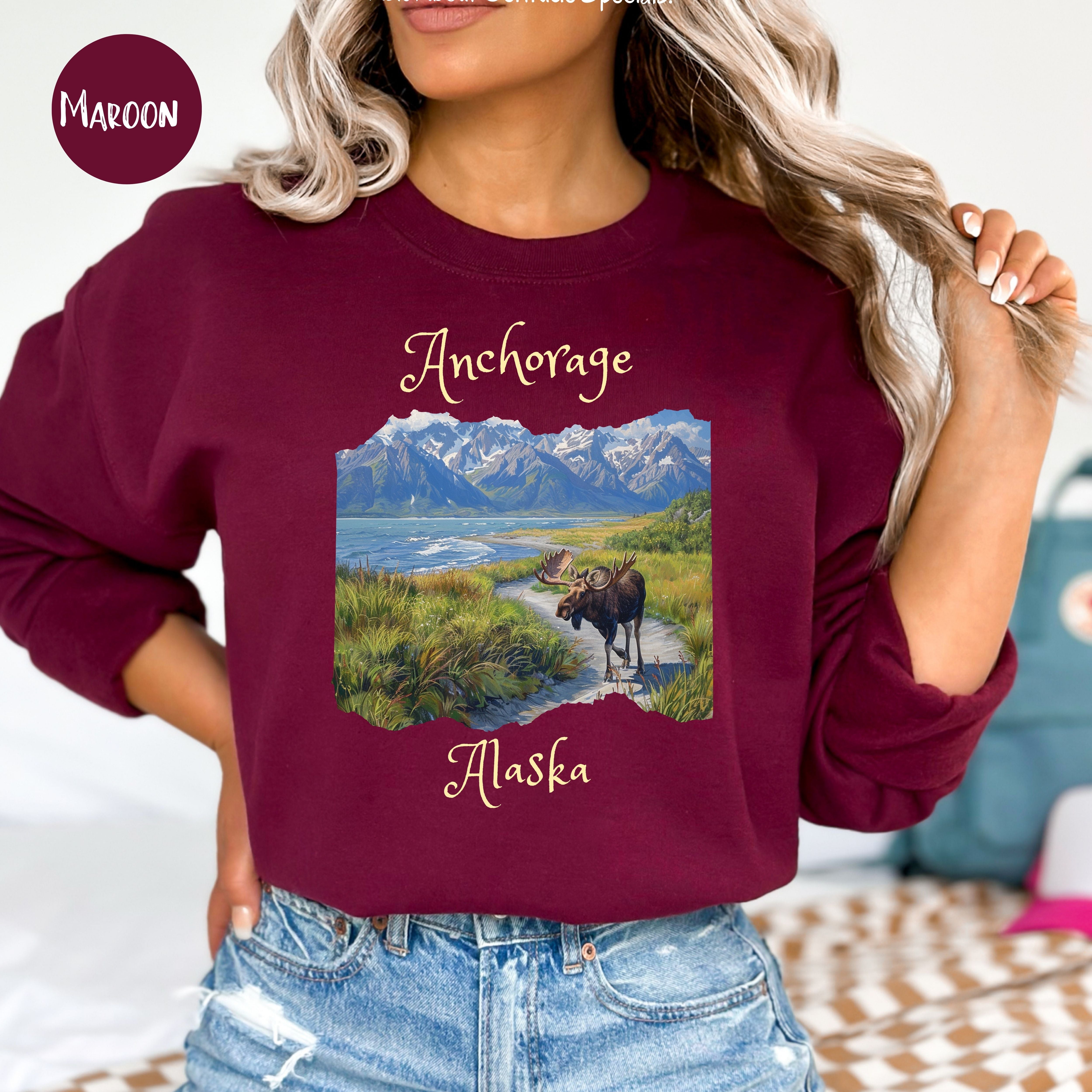 Anchorage Alaska Moose at Tony Knowles Coastal Trail Sweatshirt