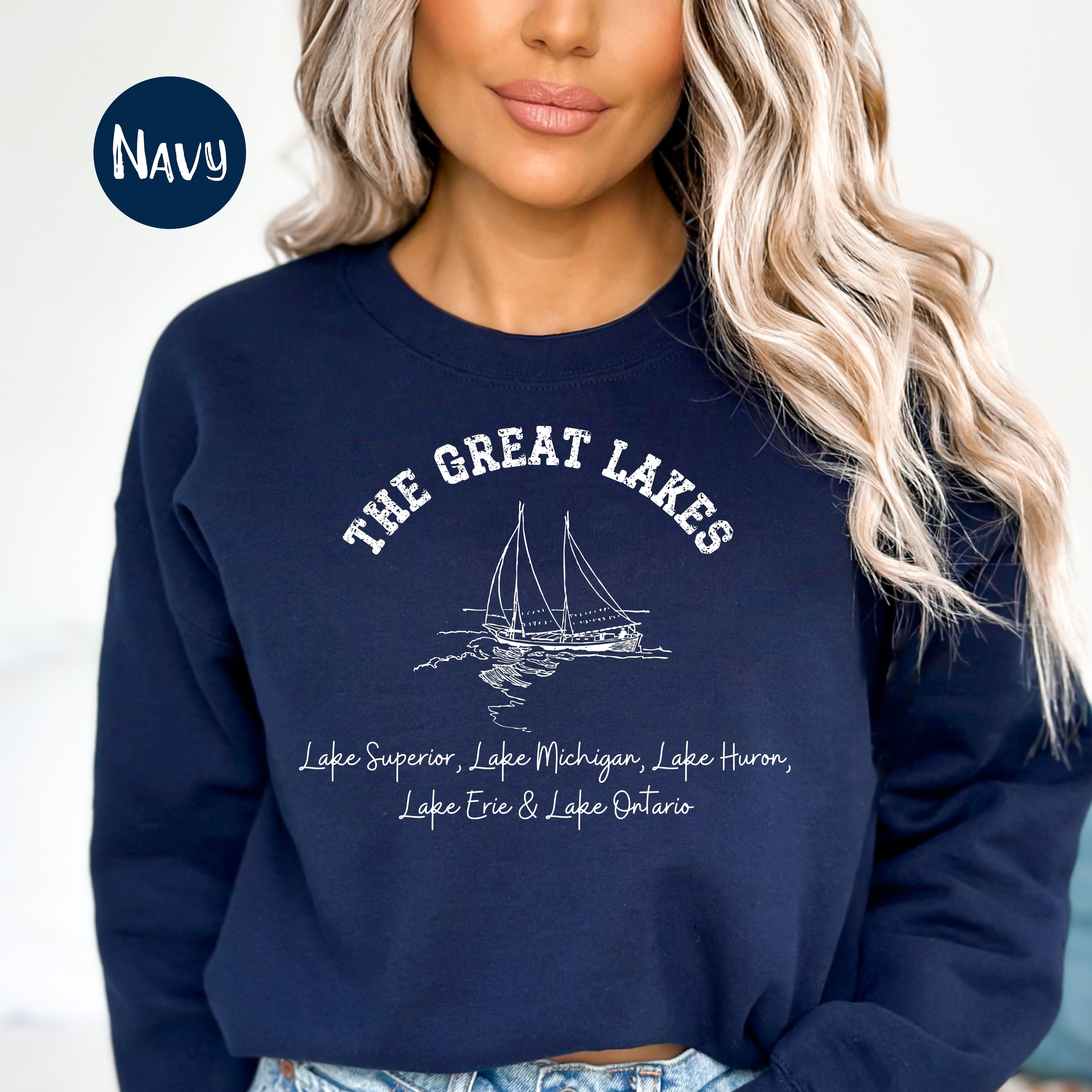 Great Lakes Grunge Style Sweatshirt, Upper Peninsula Michigan