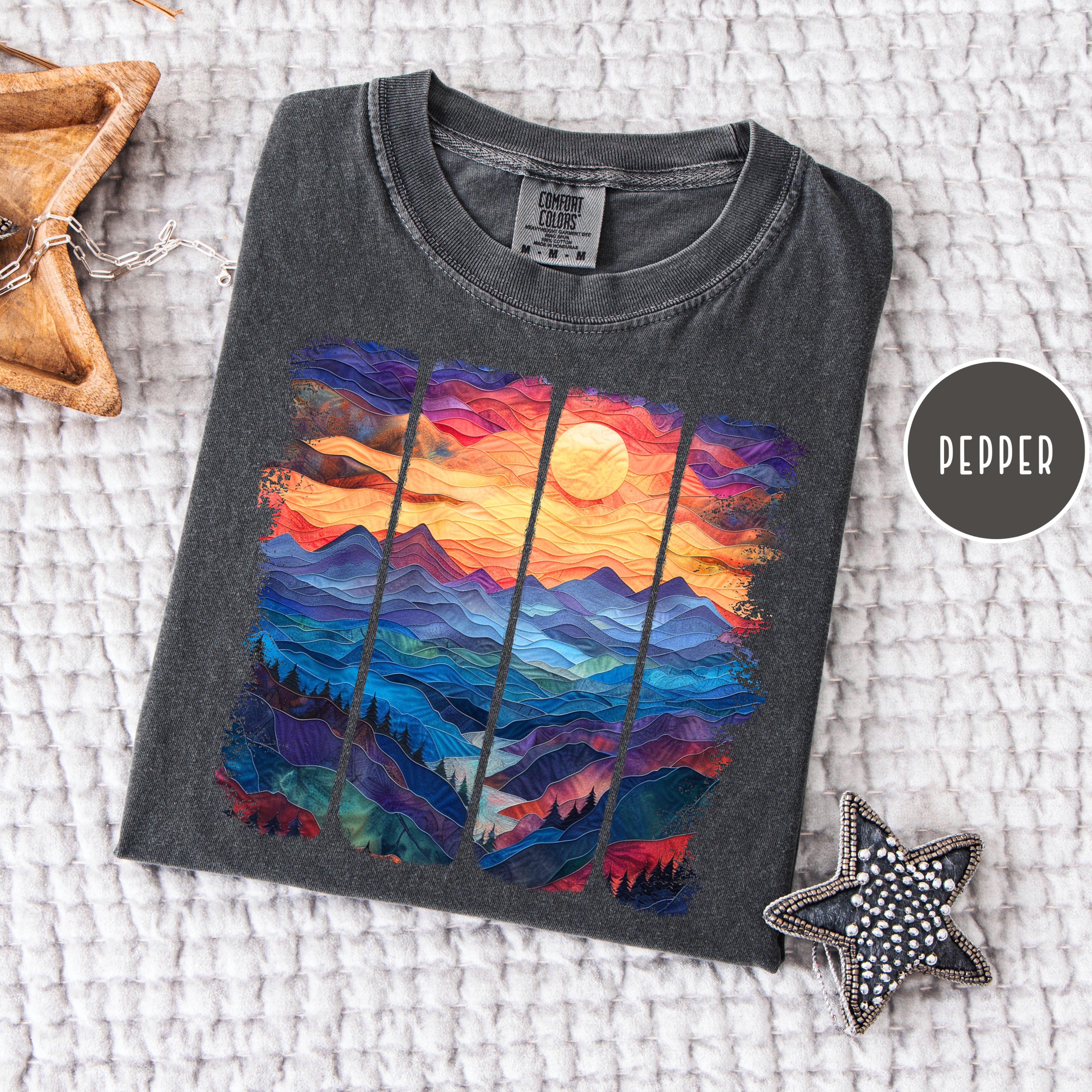 Artistic Sunset Over Mountains Comfort Colors T-shirt