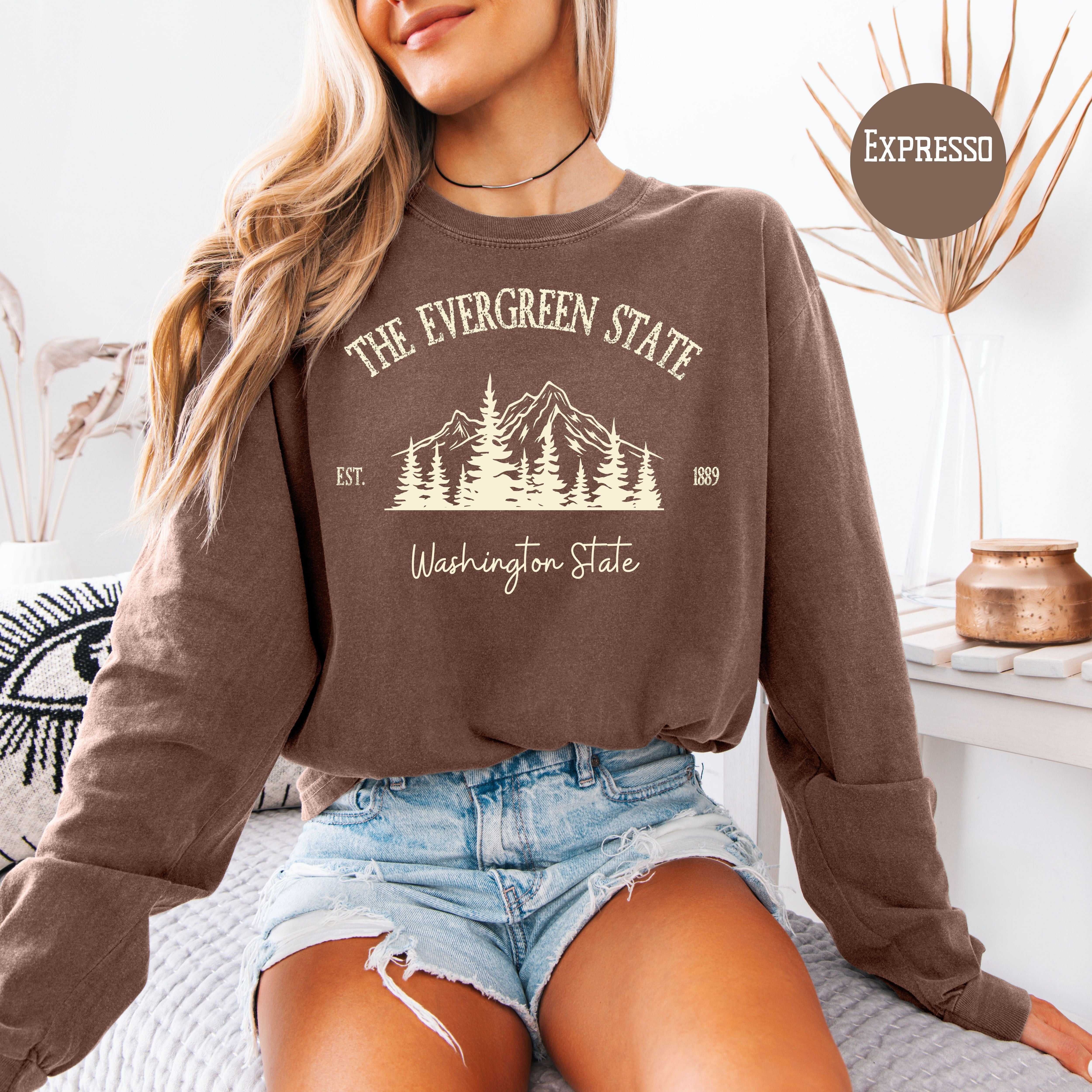 The Evergreen State Washington State Comfort Colors Long Sleeve Unisex Tee