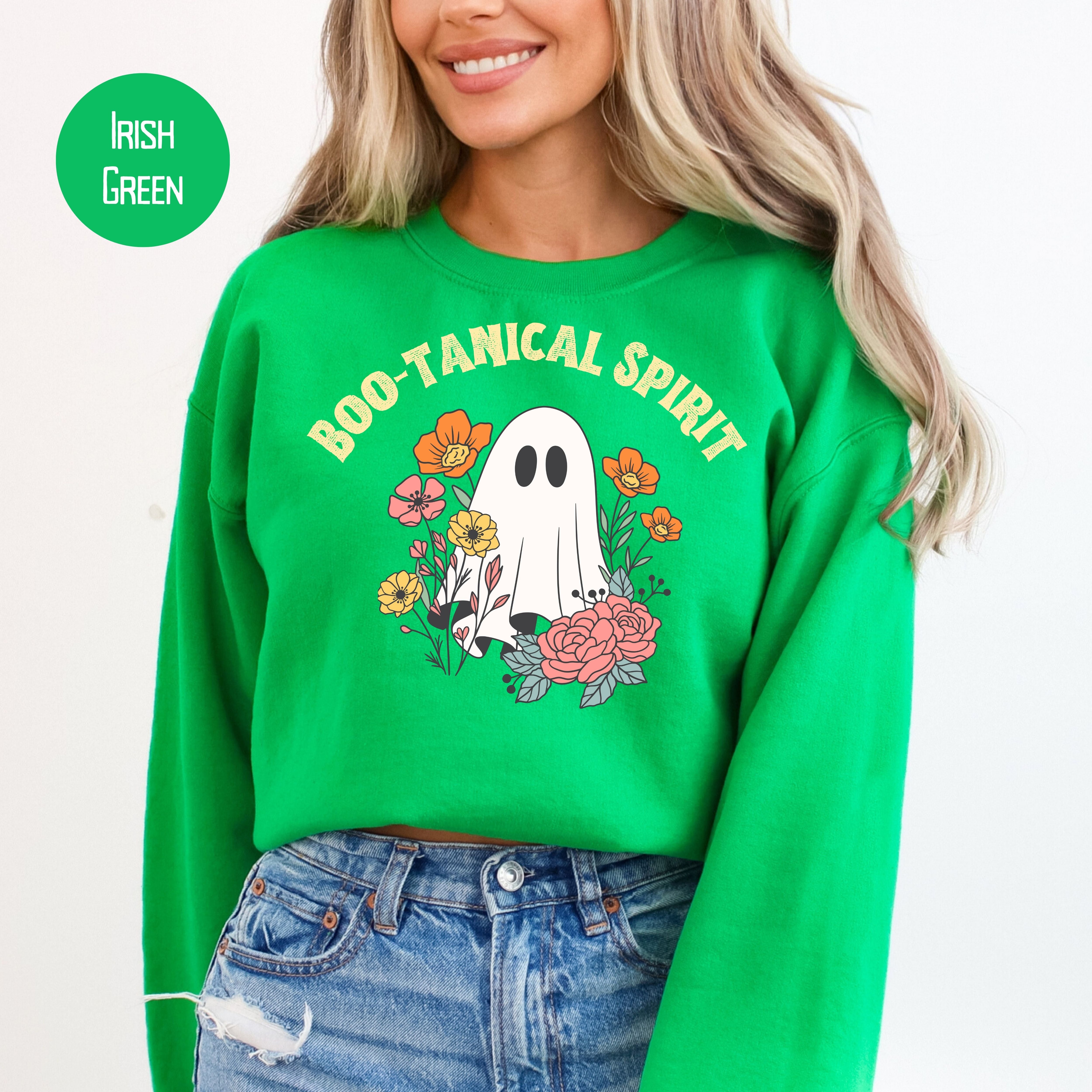 Floral Ghost Halloween Sweatshirt, Boo-Tanical Spirit Ghost
