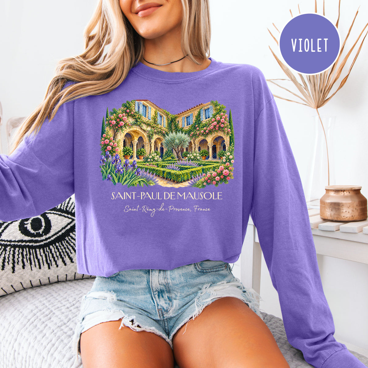 Van Gogh Trail Long Sleeve Comfort Colors Tee, Saint Remy France Gift Tee, South of France Travel Gift, France Vacation Tee, Art Lover Gift