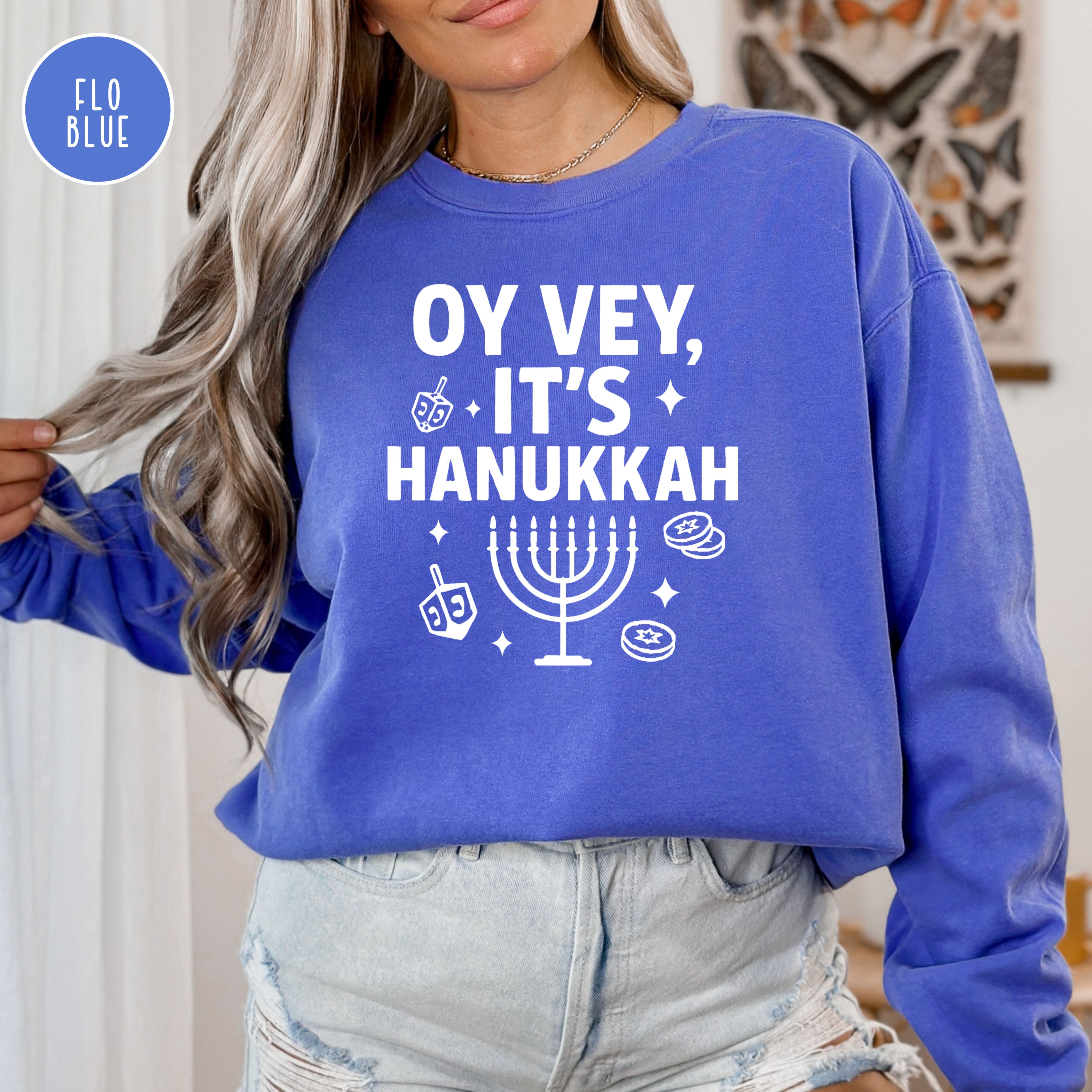Oy Vey It's Hanukkah Comfort Colors Unisex Sweatshirt