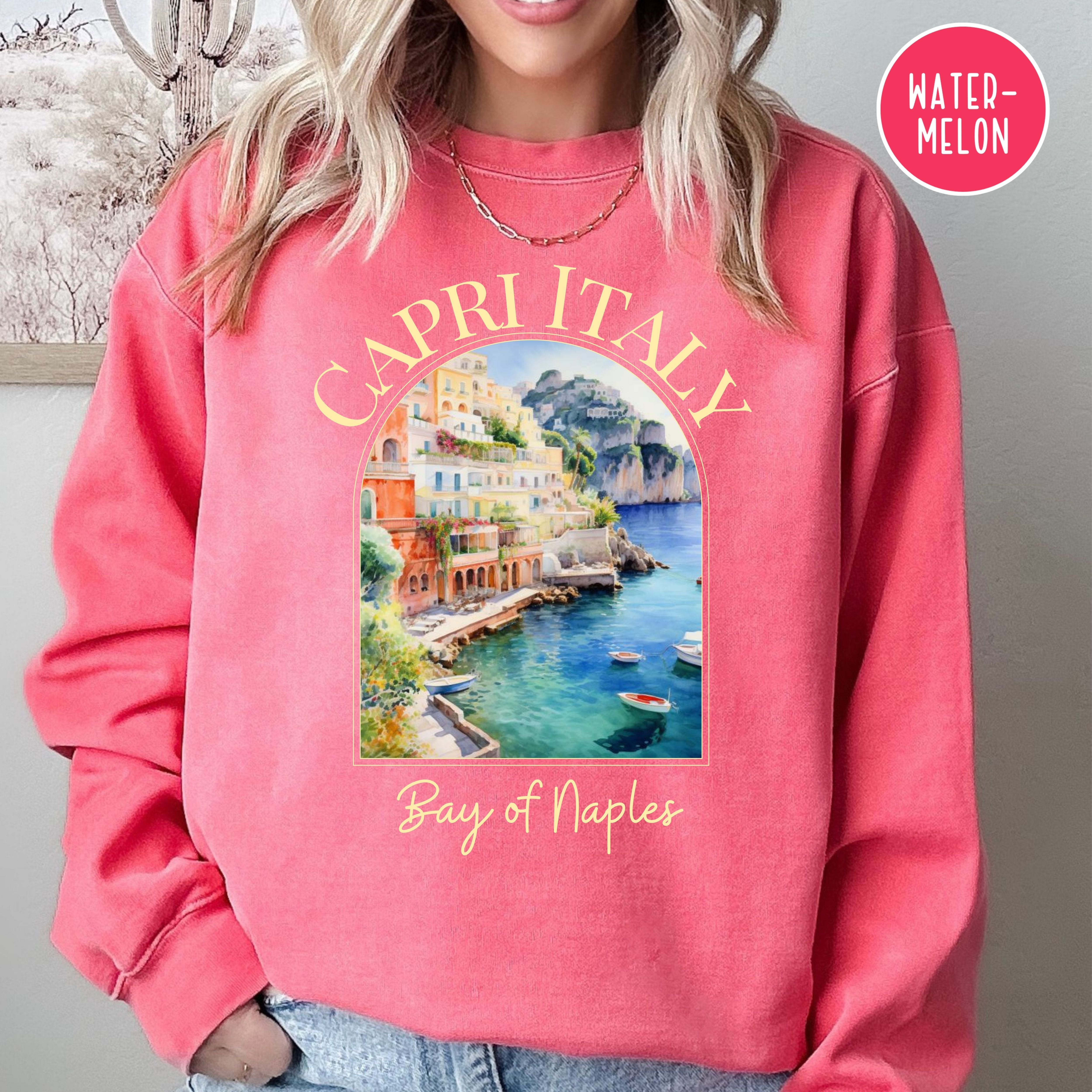 Capri Italy Comfort Colors Sweatshirt Gift, Bay of Naples Beach Sweater