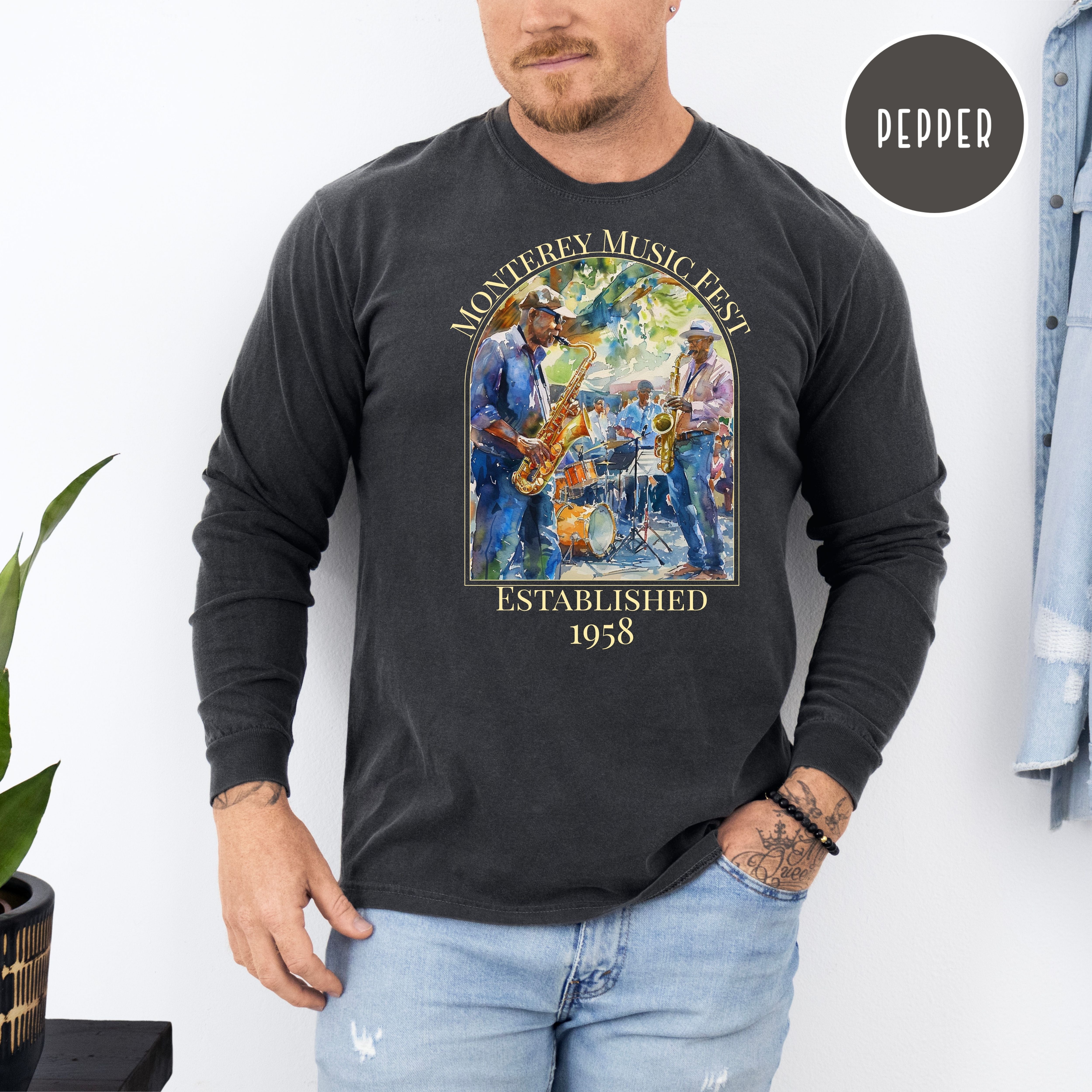 Monterey Music Festival Unisex Comfort Colors Long Sleeve T-Shirt, Music Lover Gift, Monterey Vacation Gift Shirt, California Travel Shirt