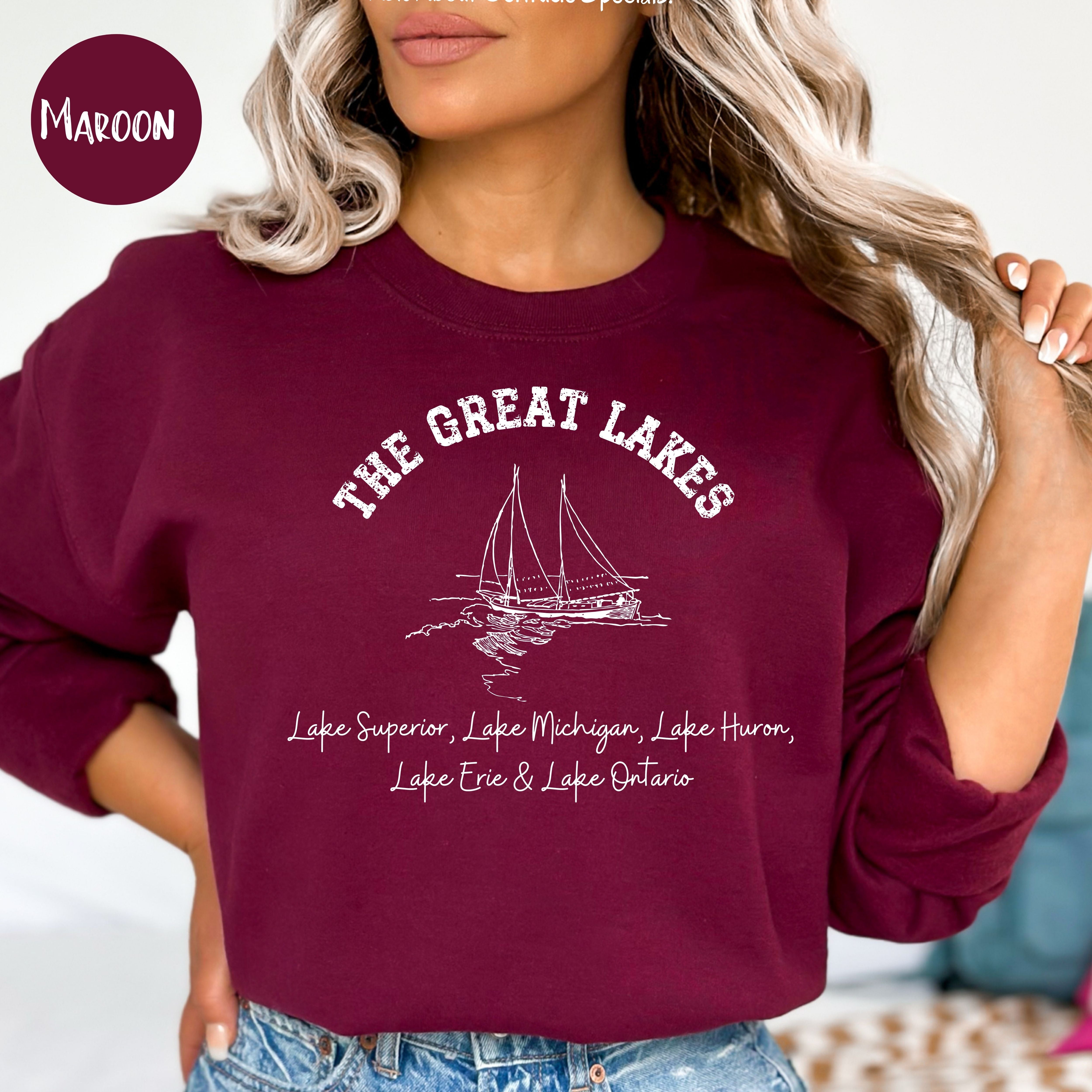 Great Lakes Grunge Style Sweatshirt, Upper Peninsula Michigan