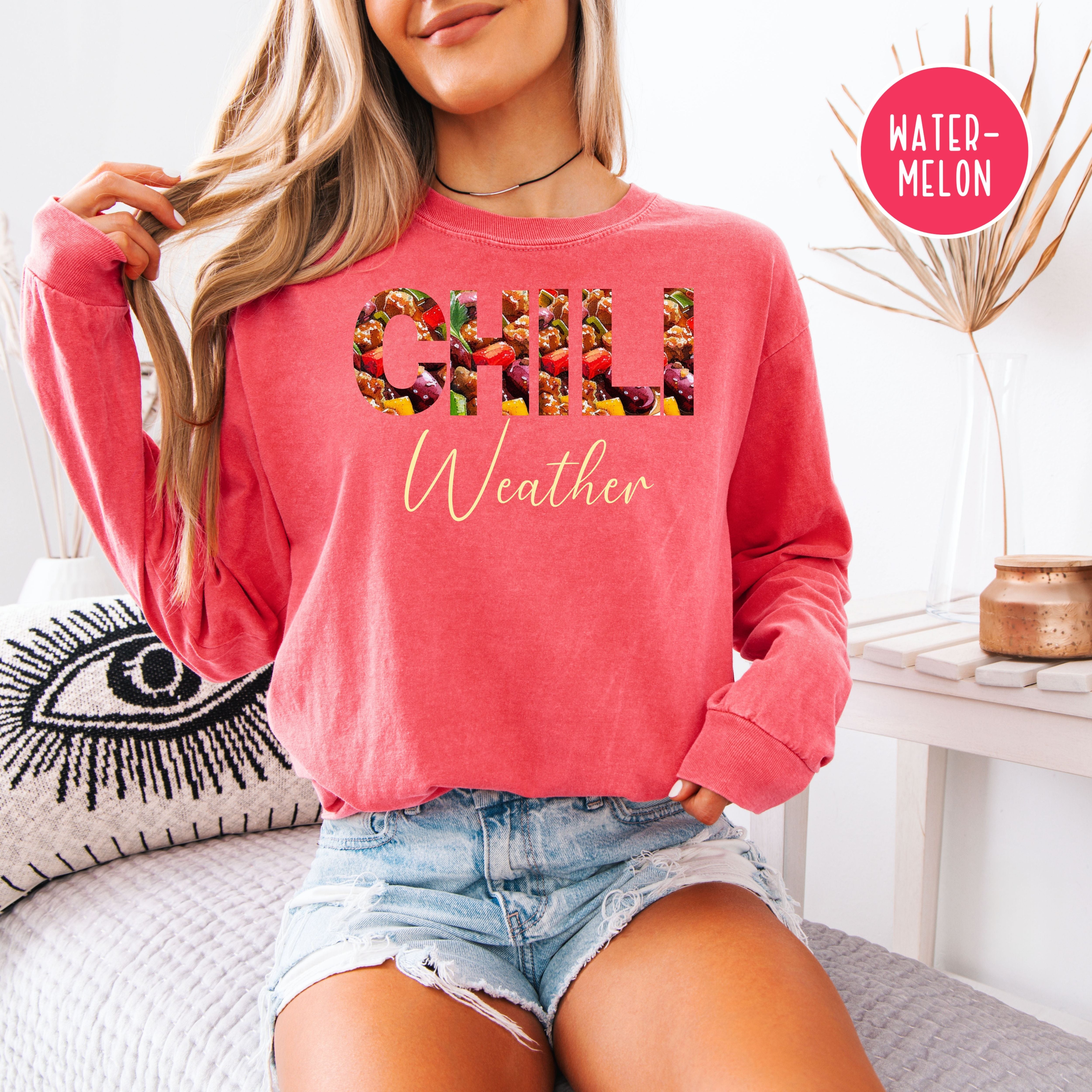 Chili Weather Comfort Colors Long Sleeve Cozy Tee Shirt Gift for Chili Lovers