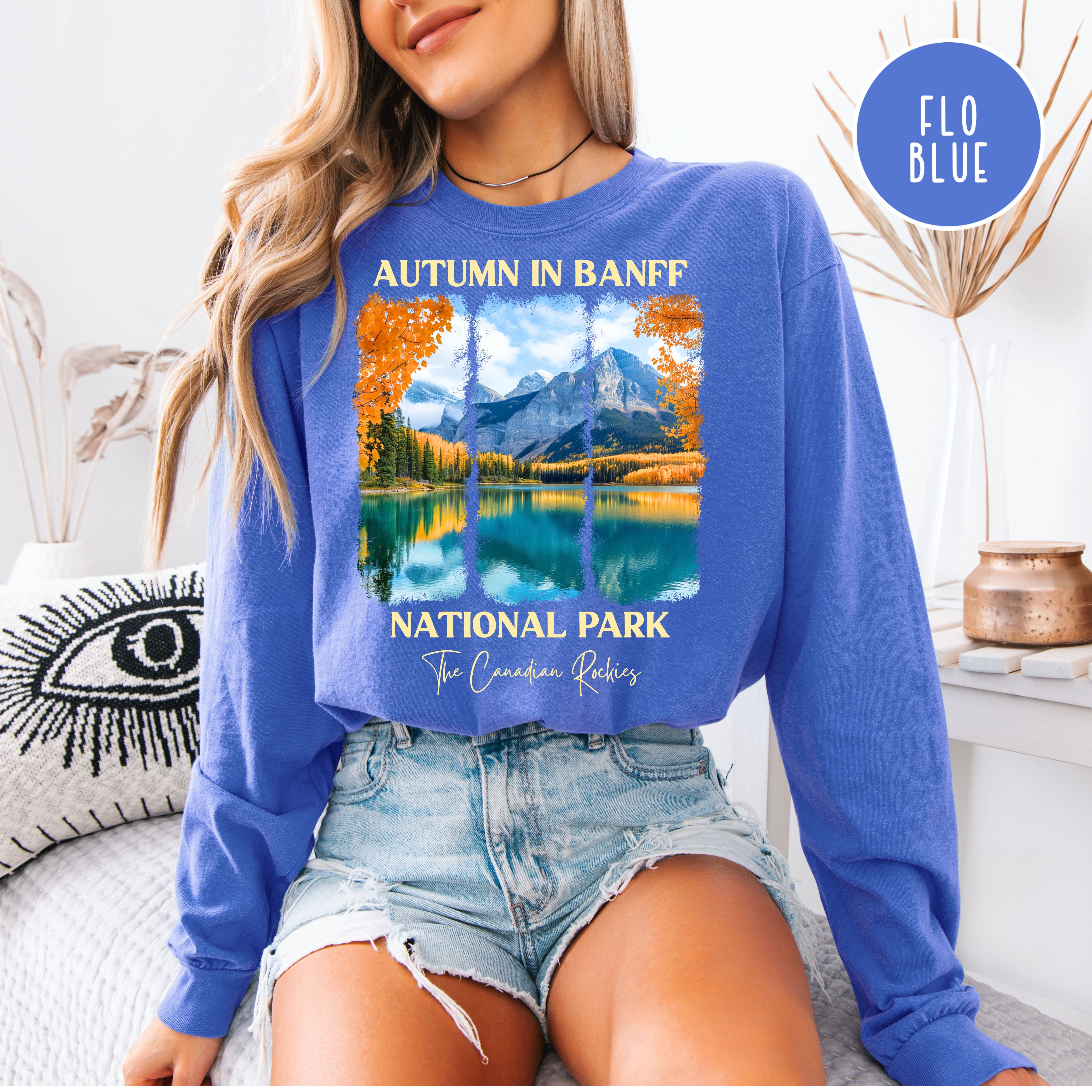 Autumn in Banff National Park Comfort Colors Unisex Long Sleeve Tee