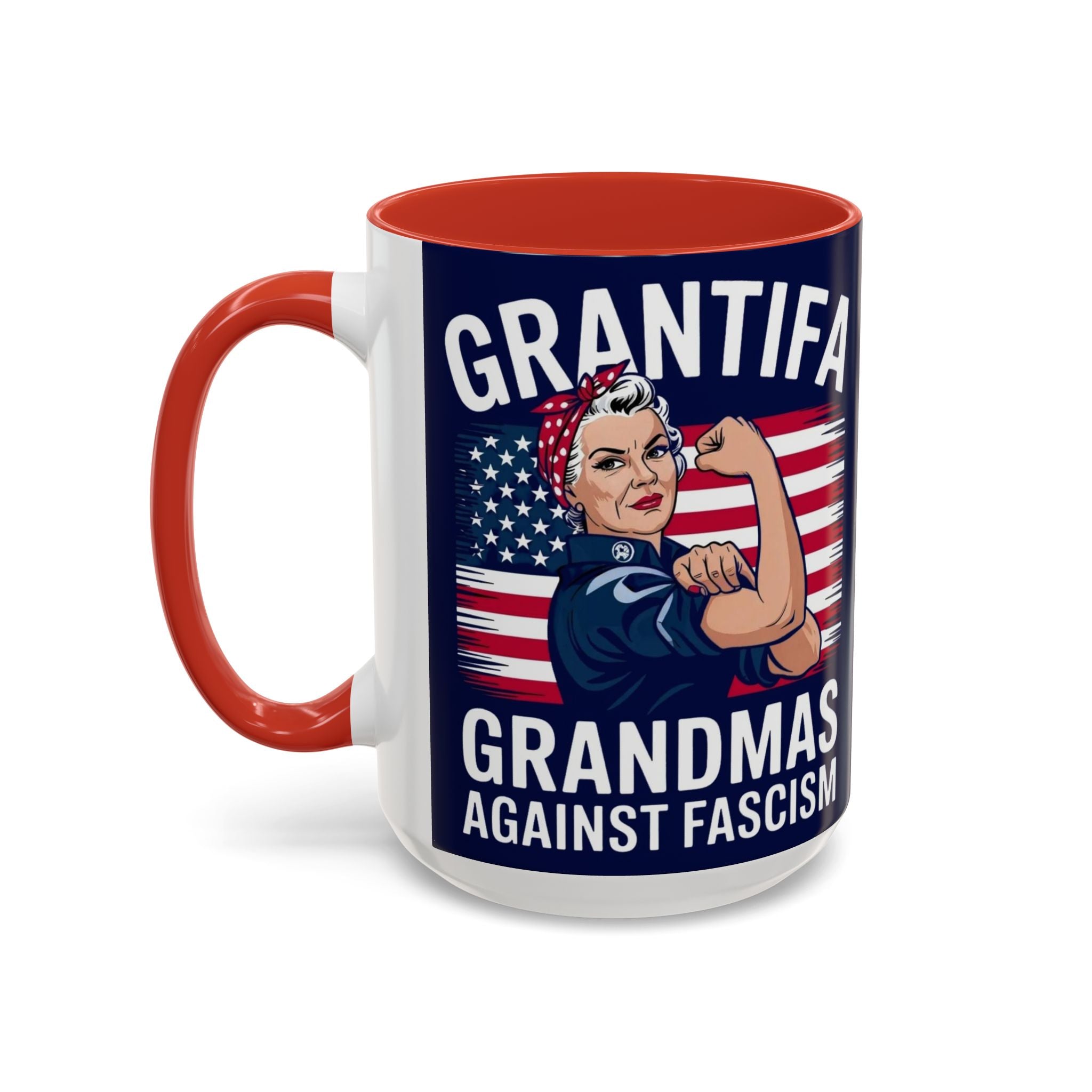 Grantifa Grandmas Against Fascism 15oz Ceramic 2-Tone Mug Dishwasher & Microwave Safe
