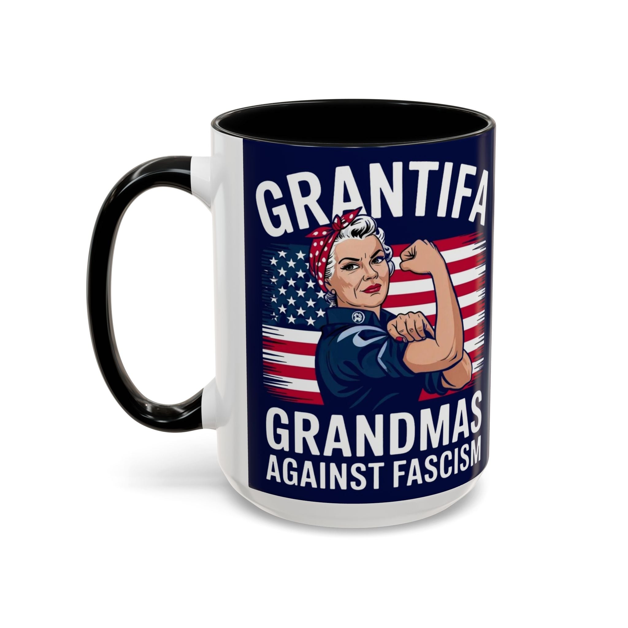 Grantifa Grandmas Against Fascism 15oz Ceramic 2-Tone Mug Dishwasher & Microwave Safe