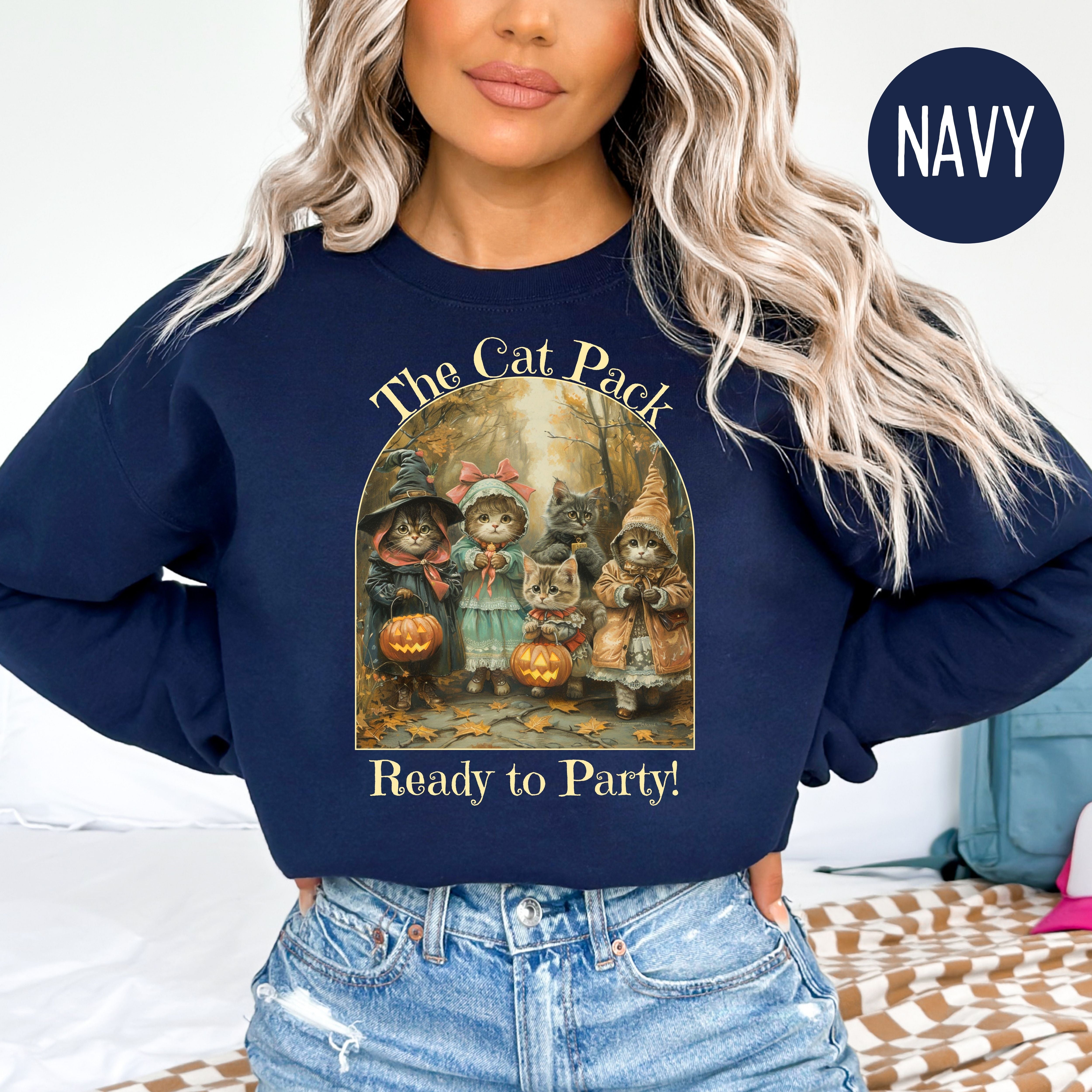 The Cat Pack Cats Dressed for Halloween Sweatshirt