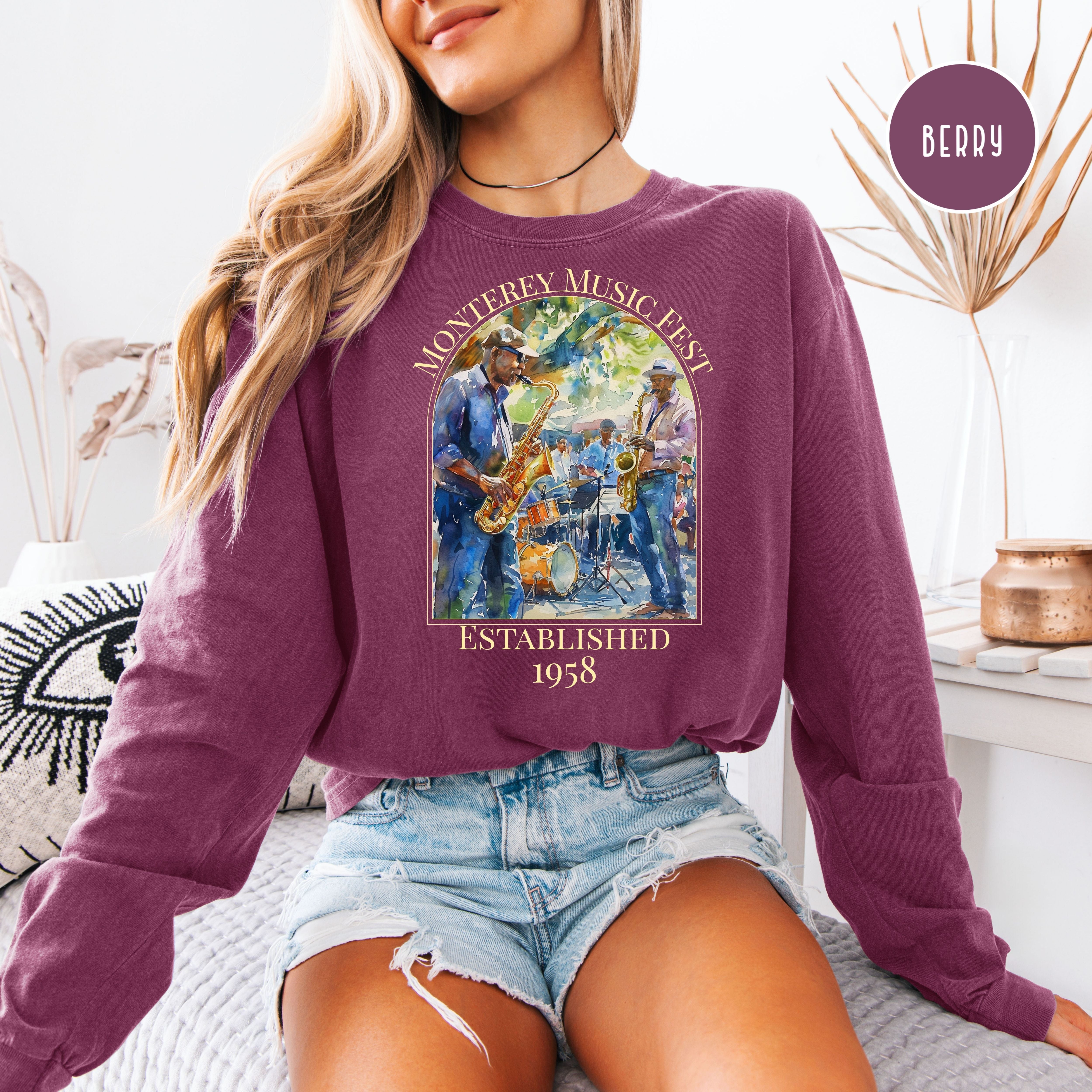 Monterey Music Festival Unisex Comfort Colors Long Sleeve T-Shirt, Music Lover Gift, Monterey Vacation Gift Shirt, California Travel Shirt