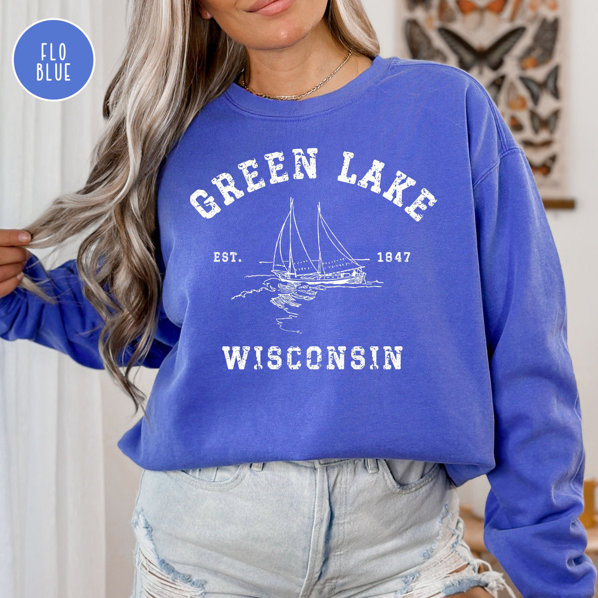 Green Lake Wisconsin Unisex Comfort Colors Camping Sweatshirt, Green Lake Wisconsin Vacation Gift Shirt, Green Lake Sweatshirt, Green Lake