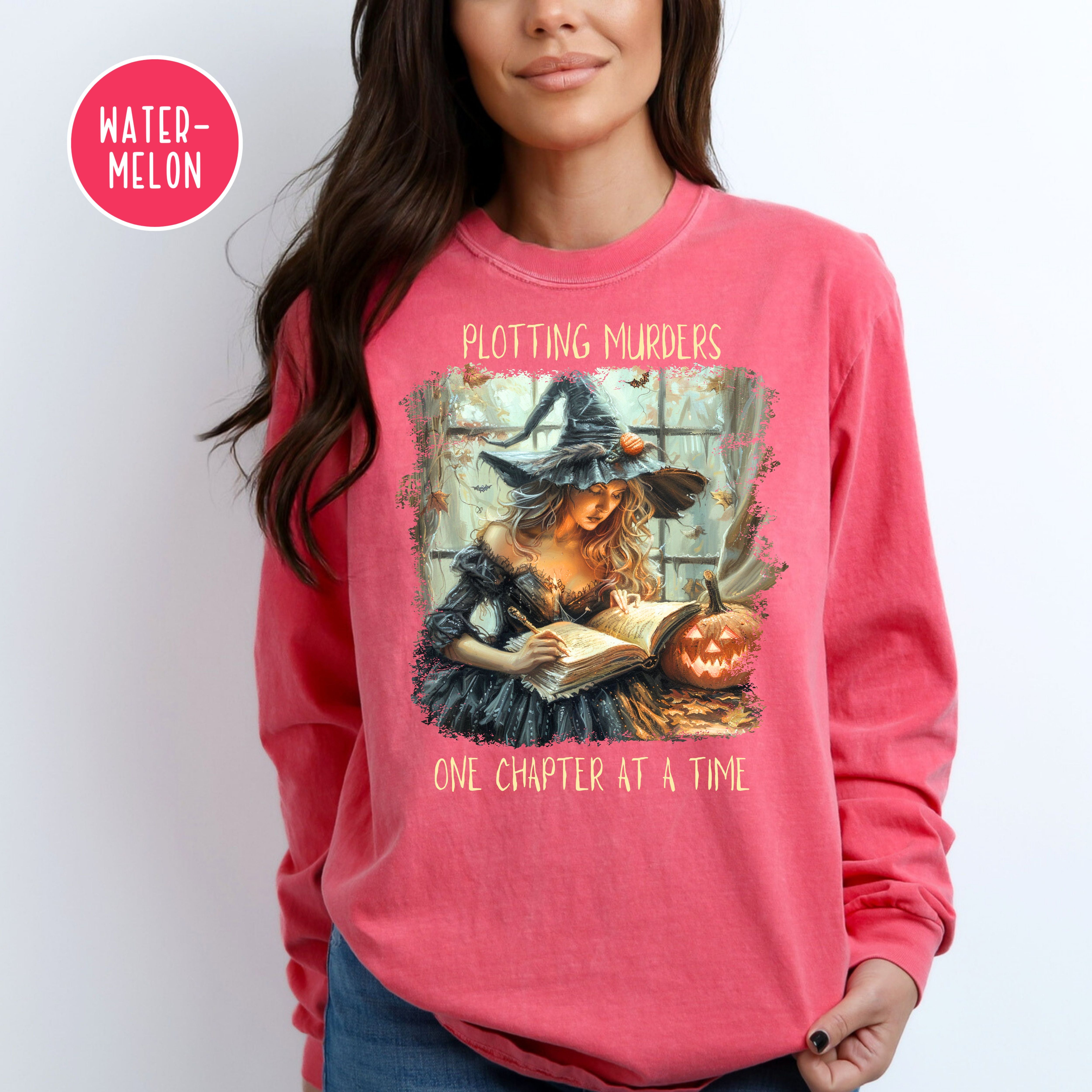 Female Murder Mystery Writer Comfort Colors Long Sleeve Halloween Tee