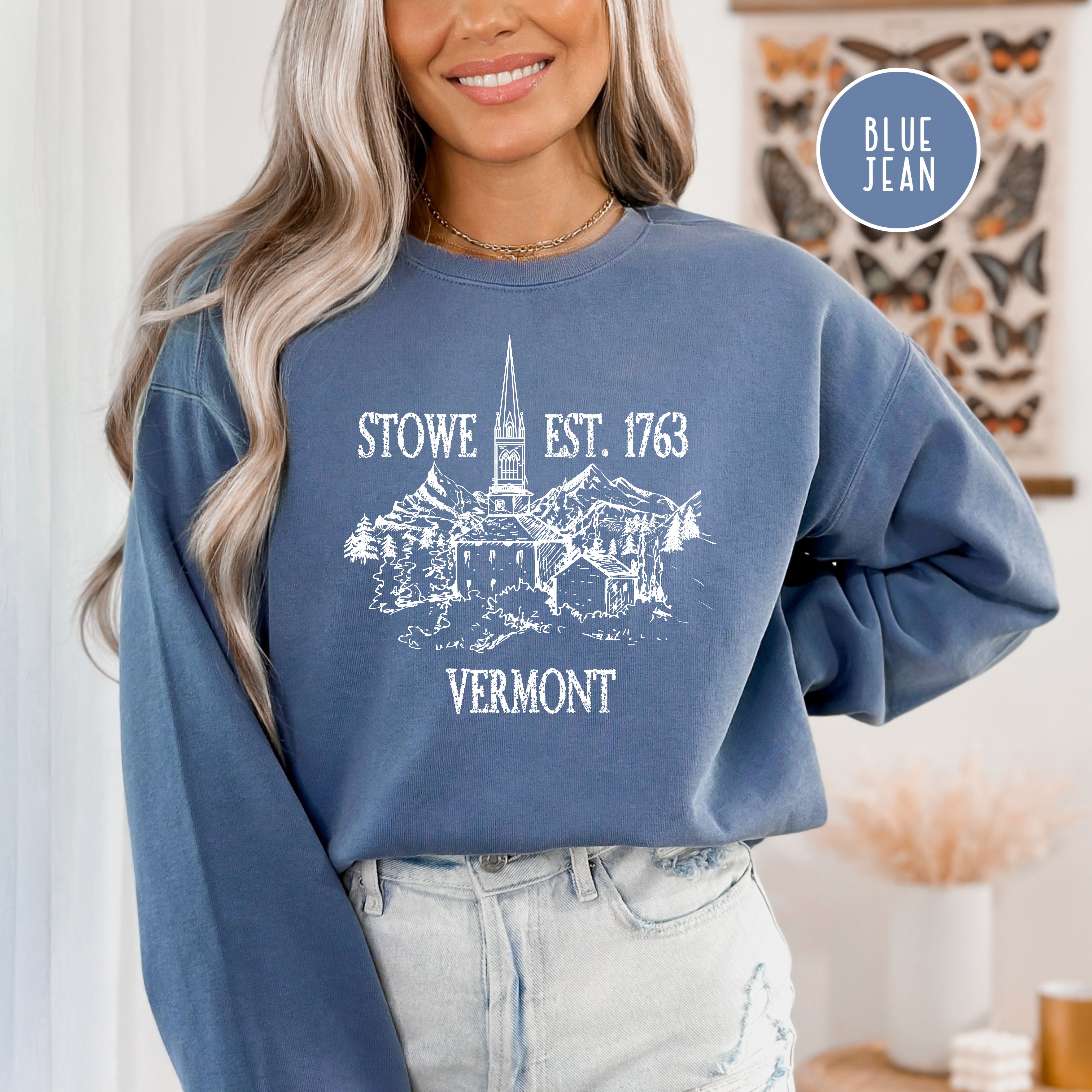 Stowe Vermont Grunge Style Comfort Colors® Sweatshirt