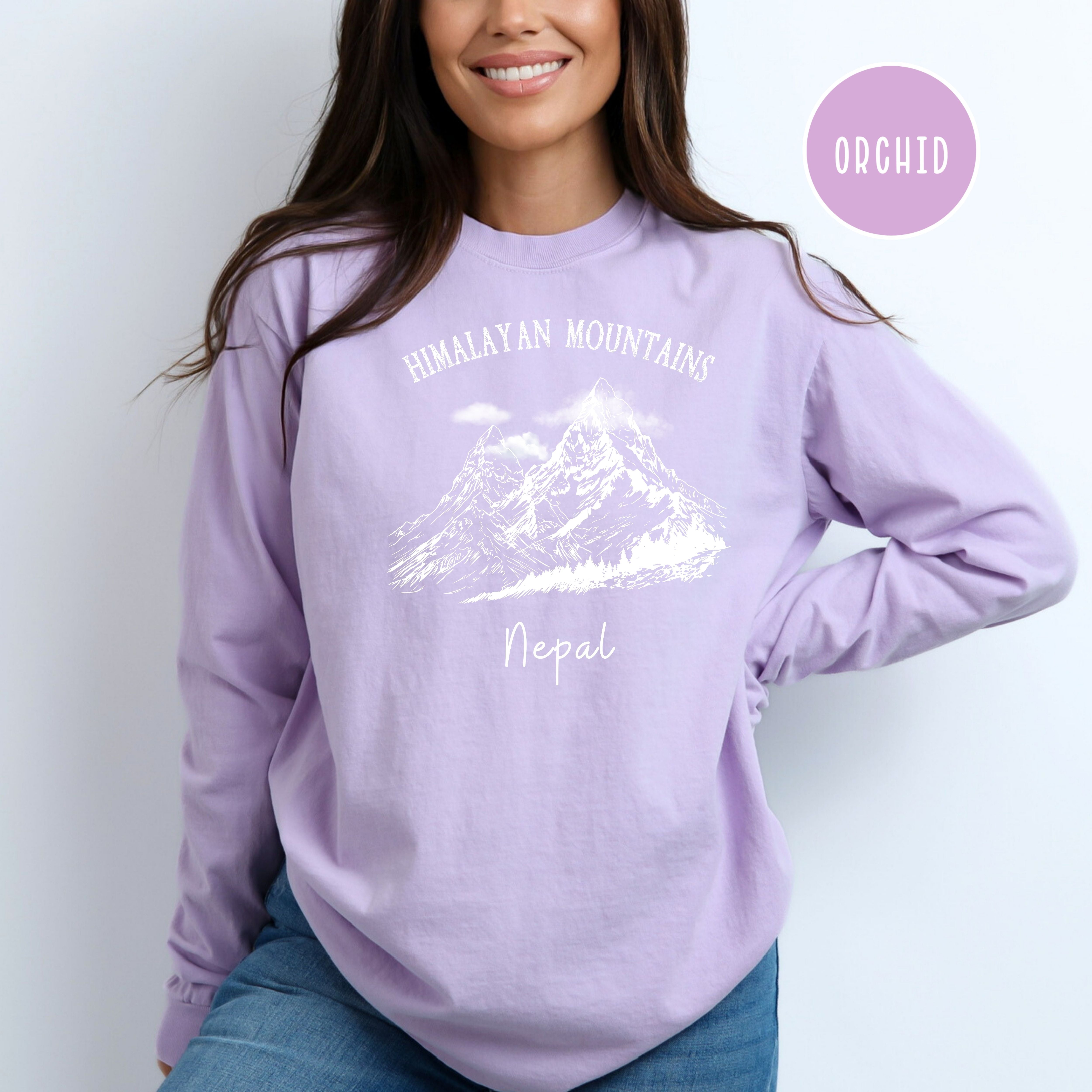 Himalayan Mountains Comfort Colors® Long Sleeve Tee