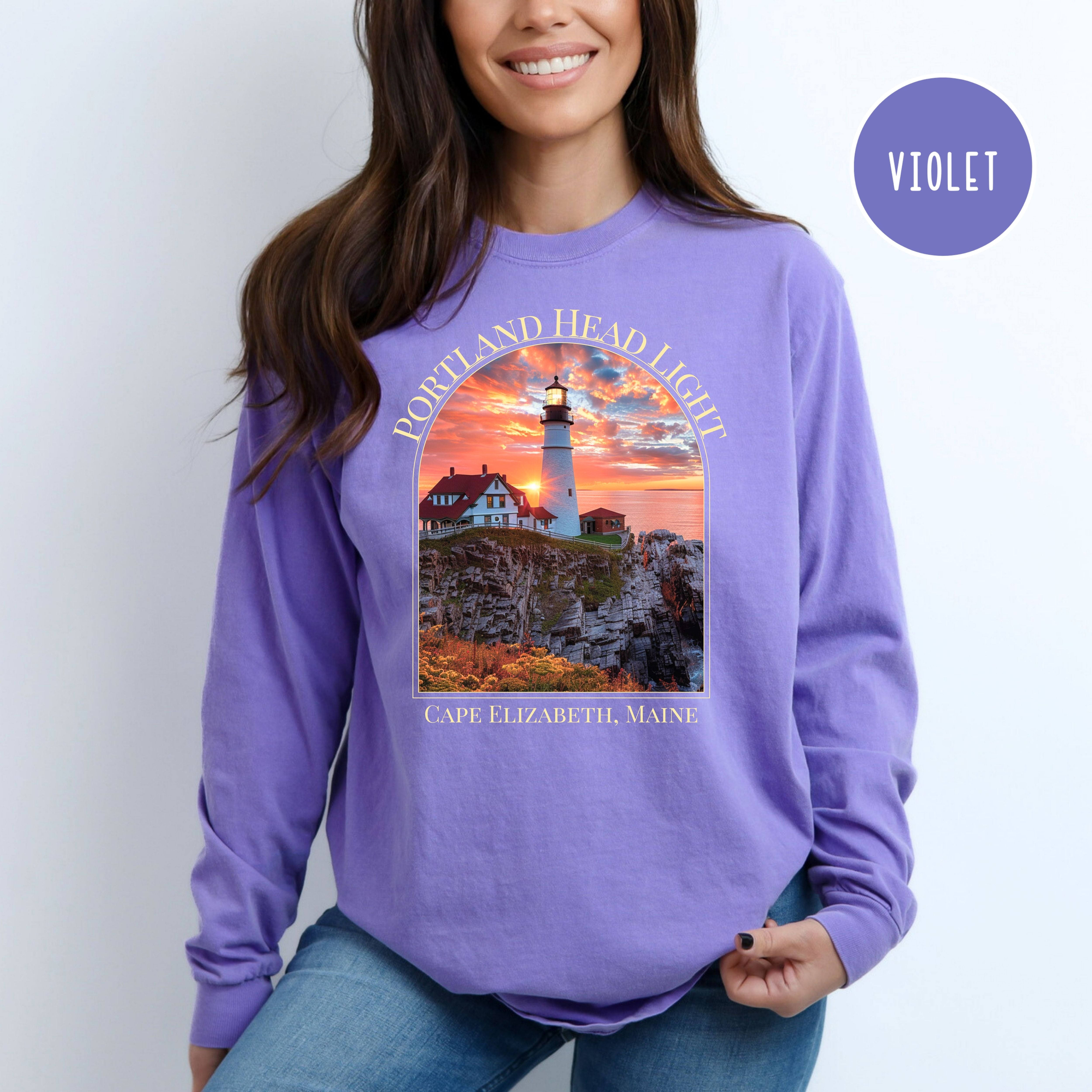 Portland Head Light Cape Elizabeth Maine Comfort Colors® Long Sleeve Tee