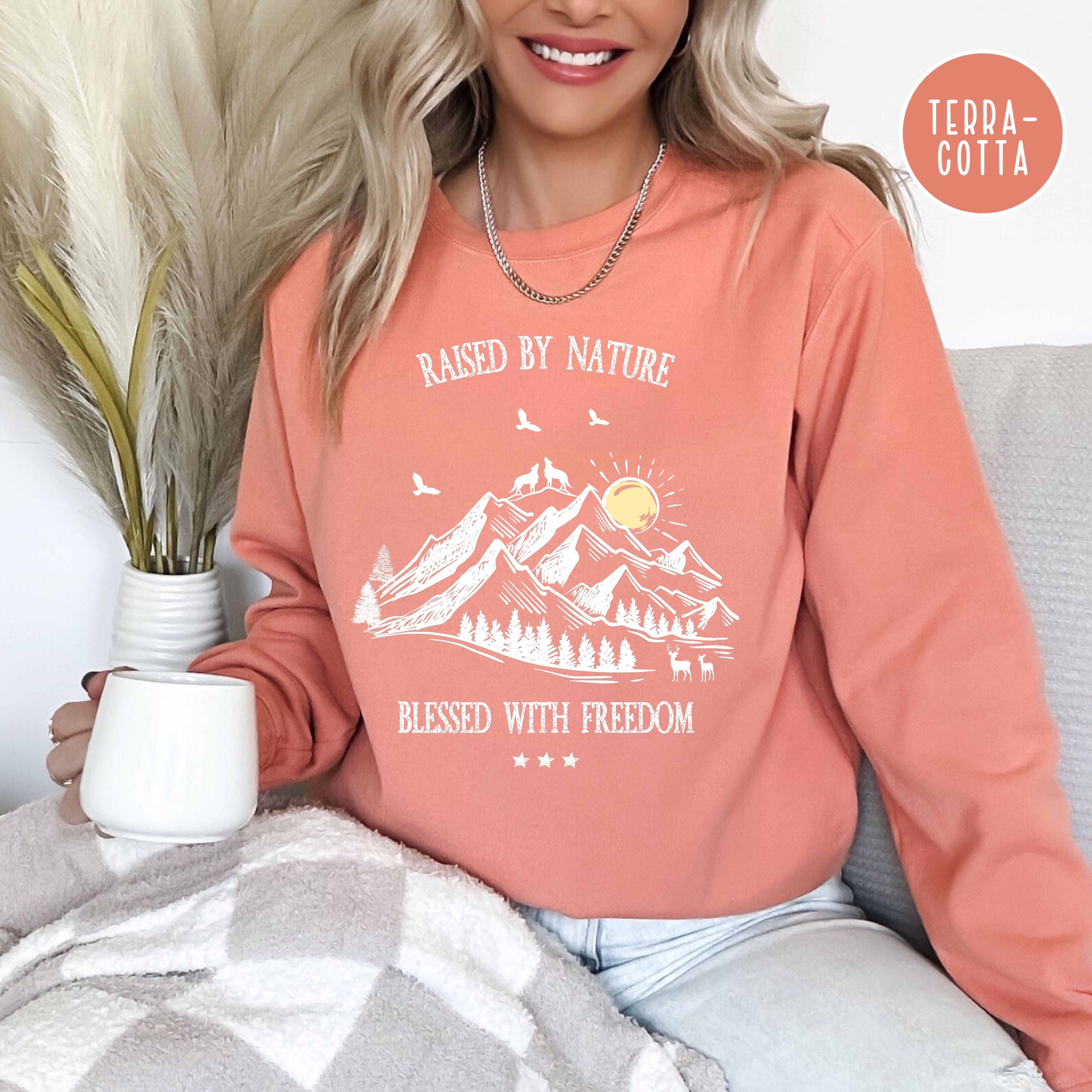 Raised By Nature Blessed with Freedom Comfort Colors® Sweatshirt