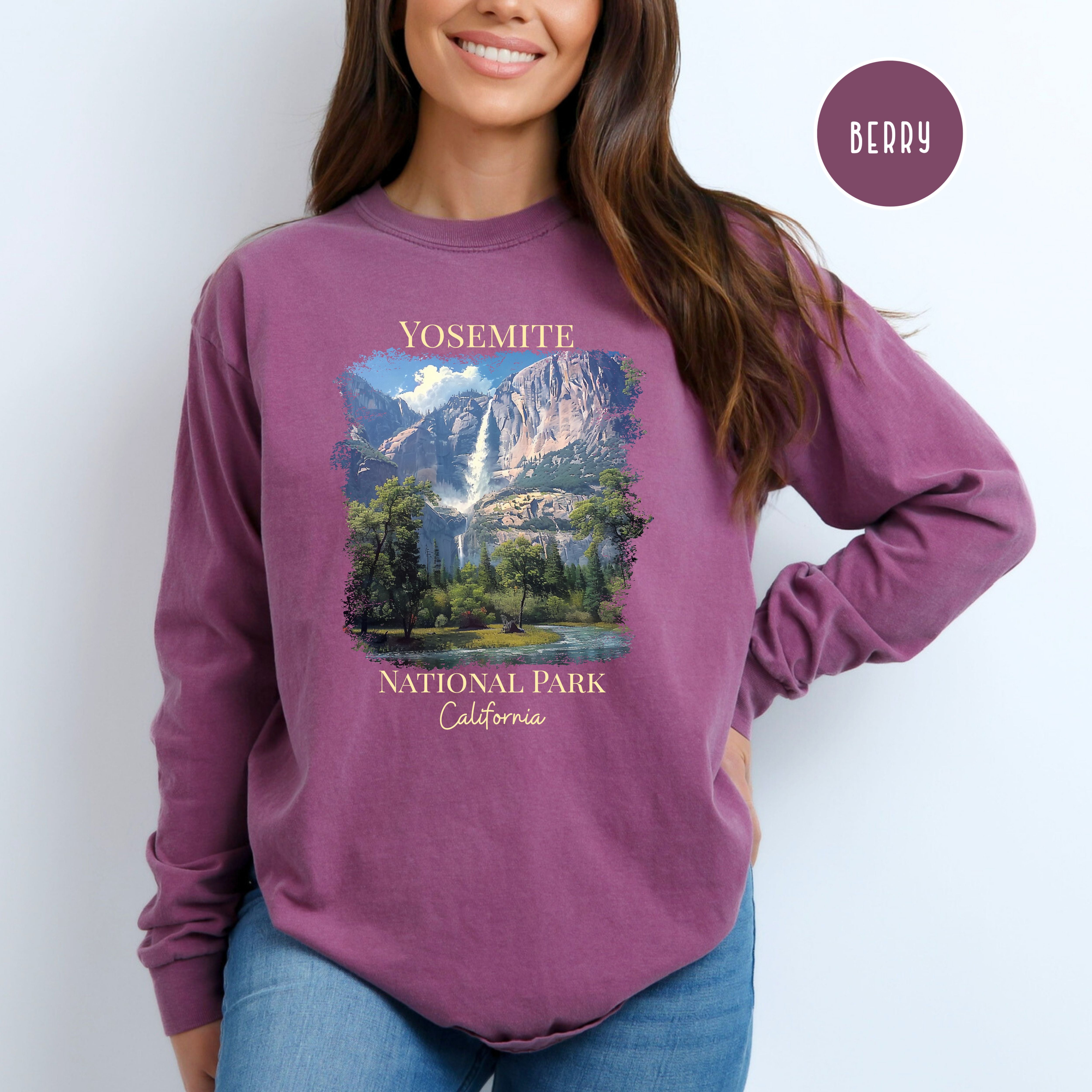 Yosemite National Park California Adult Unisex Comfort Colors Long Sleeve Tee Shirts