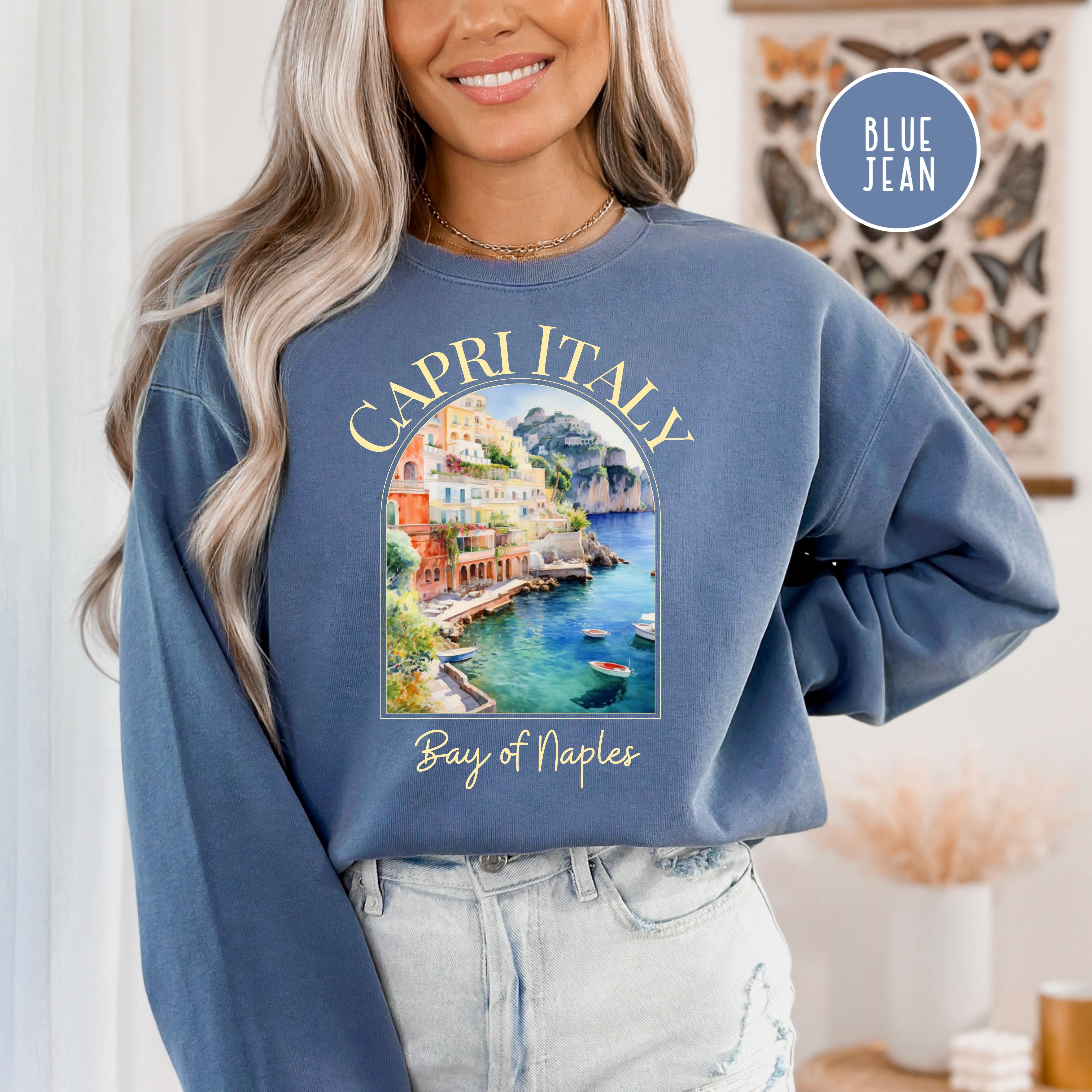 Capri Italy Comfort Colors Sweatshirt Gift, Bay of Naples Beach Sweater