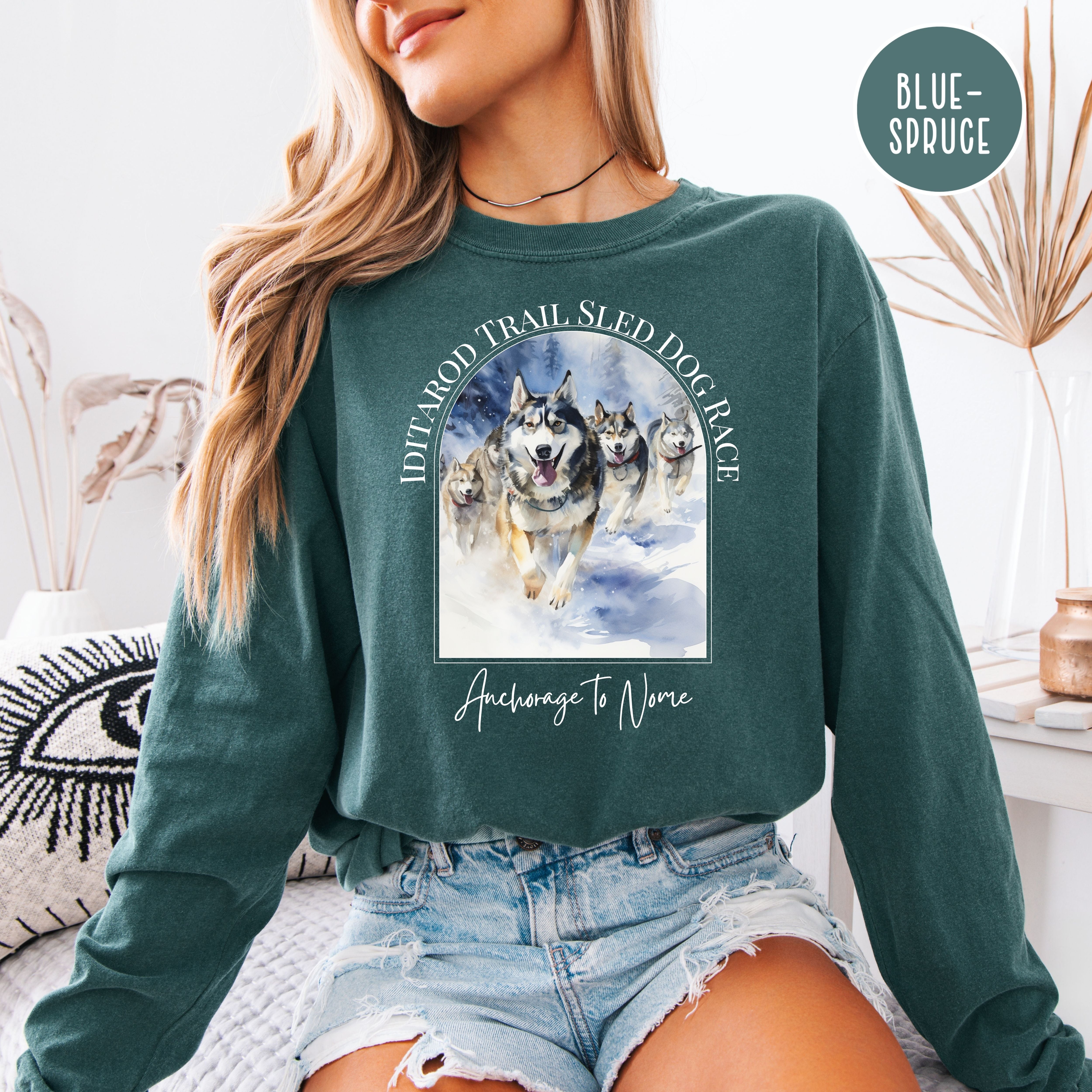 Iditarod Dog Race Comfort Colors Long Sleeve Tee