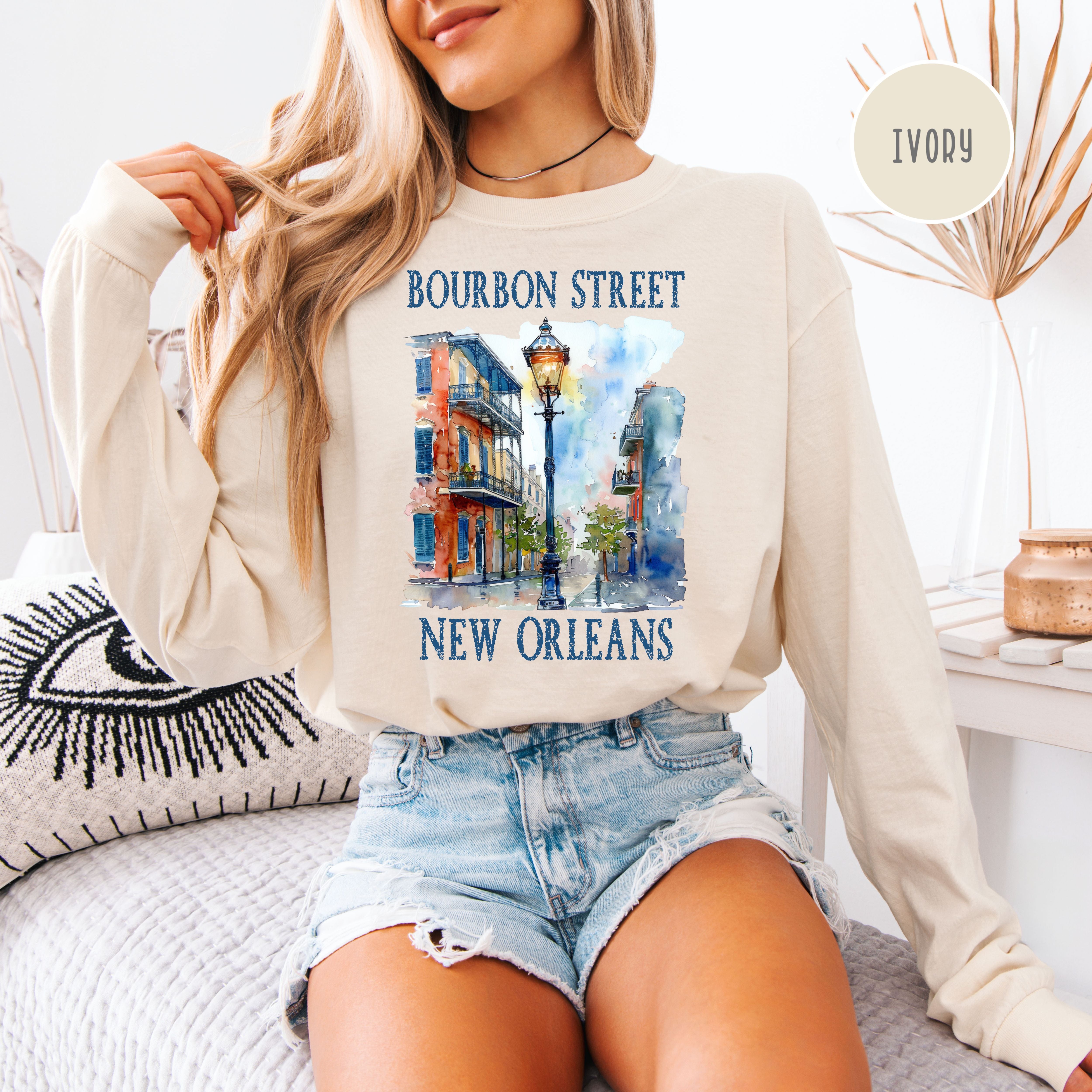 Bourbon Street New Orleans Unisex Long Sleeve Comfort Colors T-Shirt