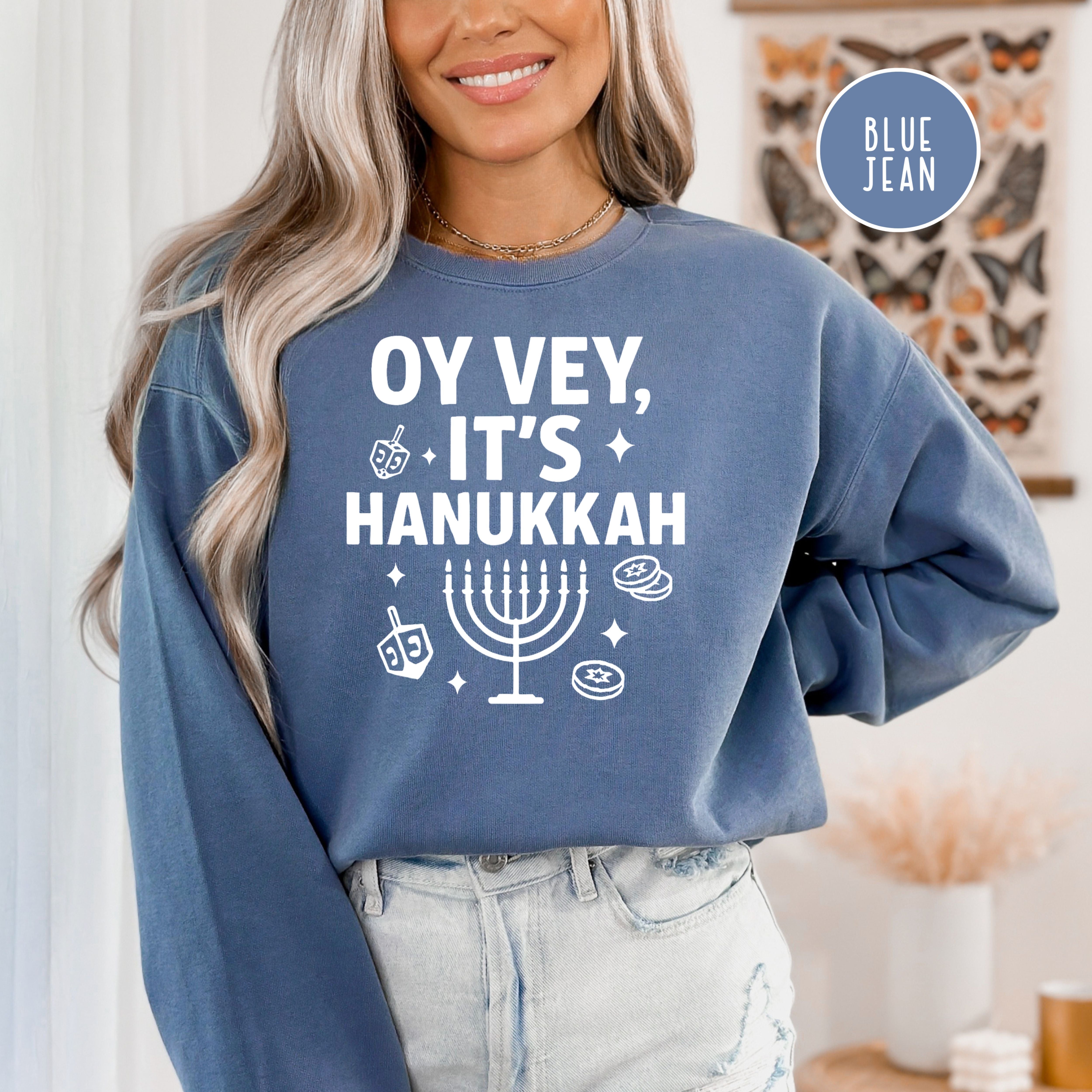 Oy Vey It's Hanukkah Comfort Colors Unisex Sweatshirt