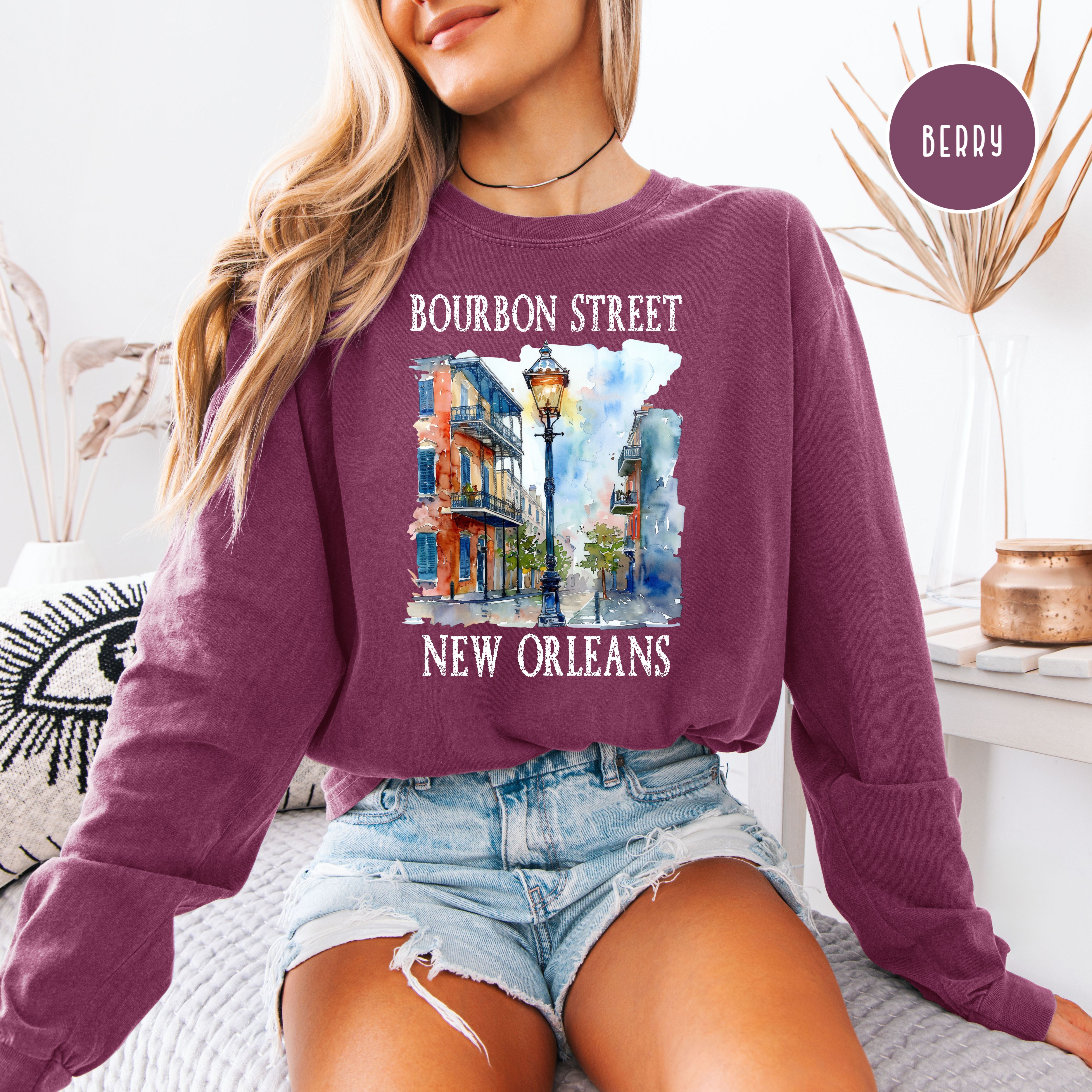 Bourbon Street New Orleans Unisex Long Sleeve Comfort Colors T-Shirt