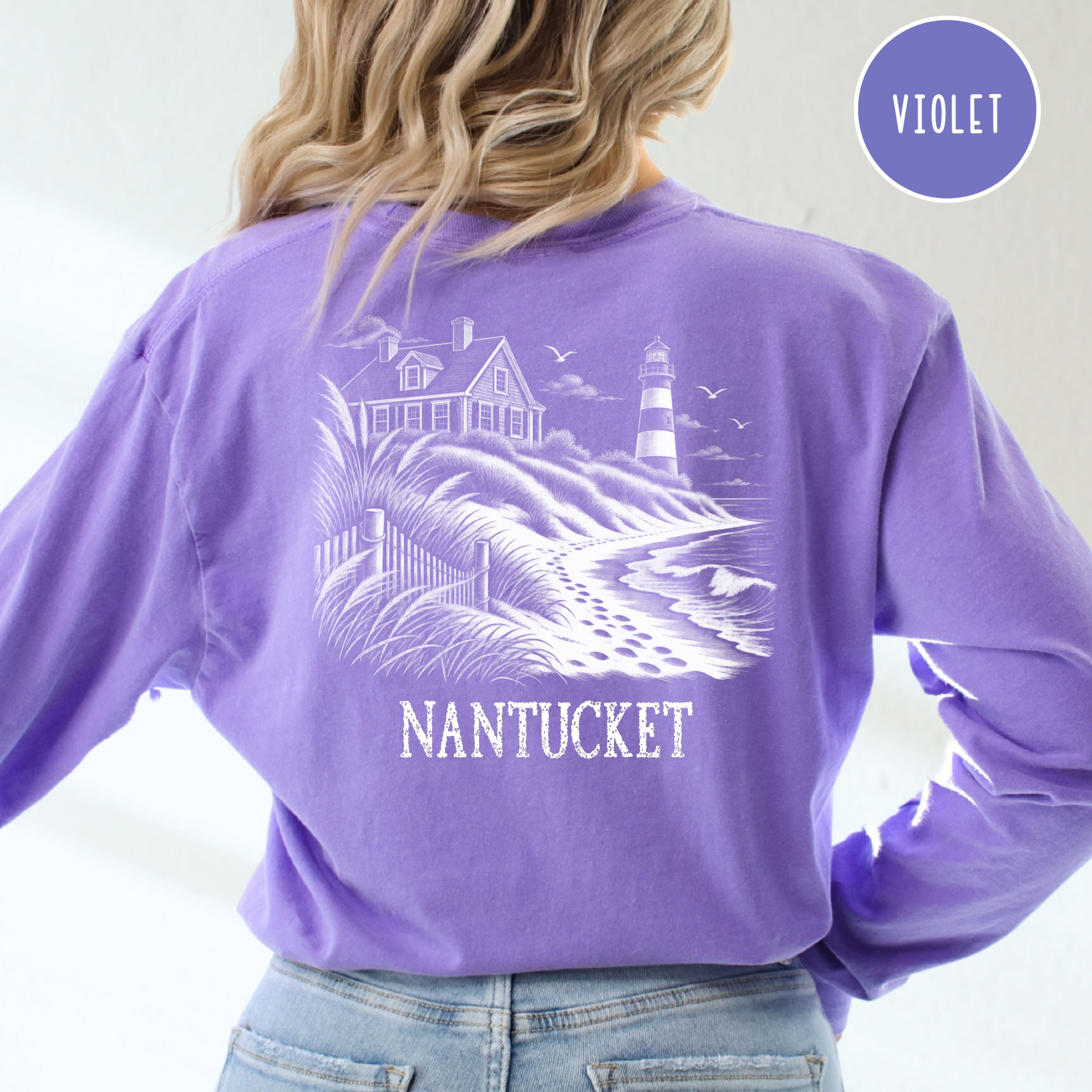 Nantucket Long Sleeve Comfort Colors T-Shirt, Nantucket Seaside Shirt, Nantucket Gift Shirt, Traveler Gift Shirt, Ocean Tee, Nantucket Shirt