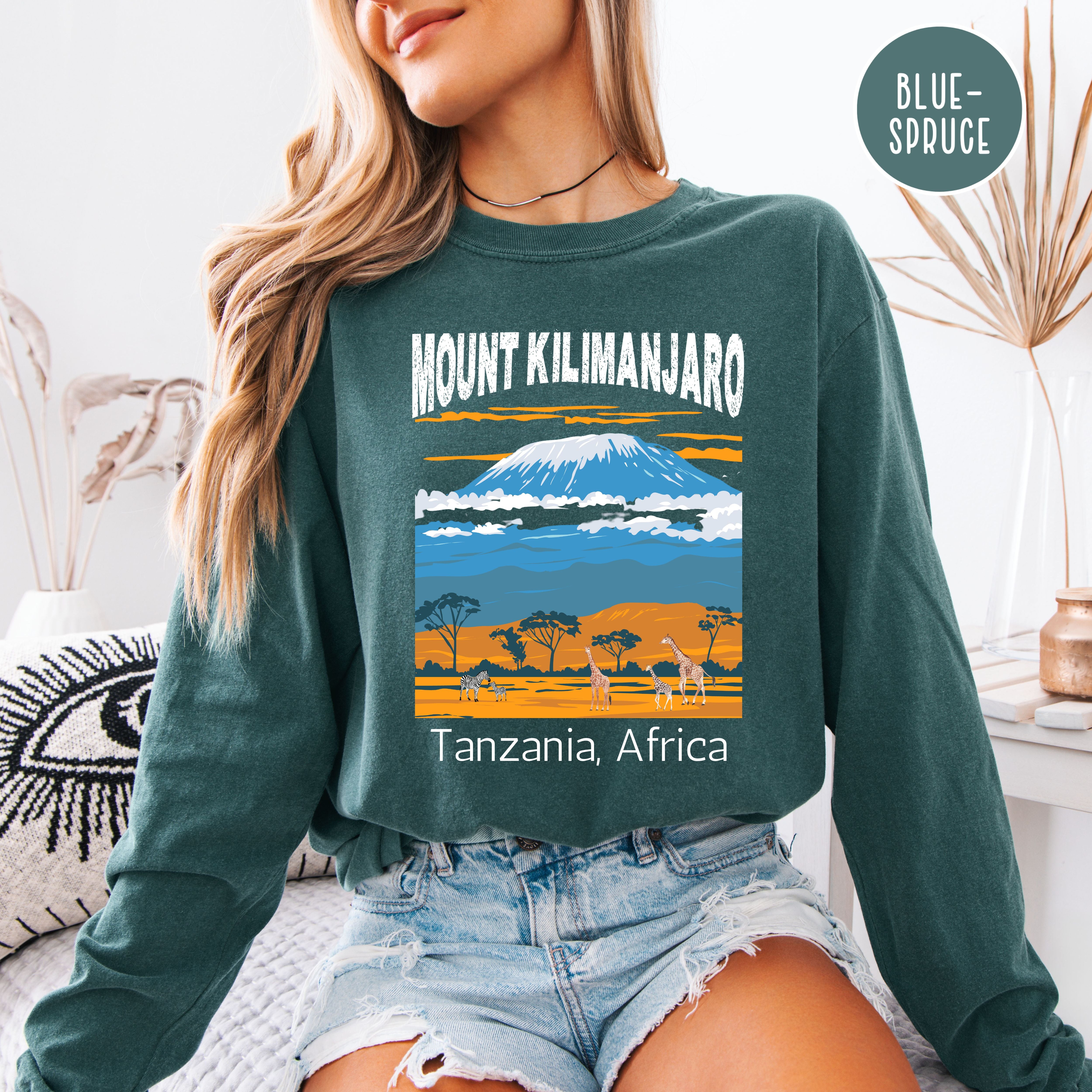 Mount Kilimanjaro Unisex Long Sleeve Comfort Colors T-Shirt, Tanzania Africa Shirt