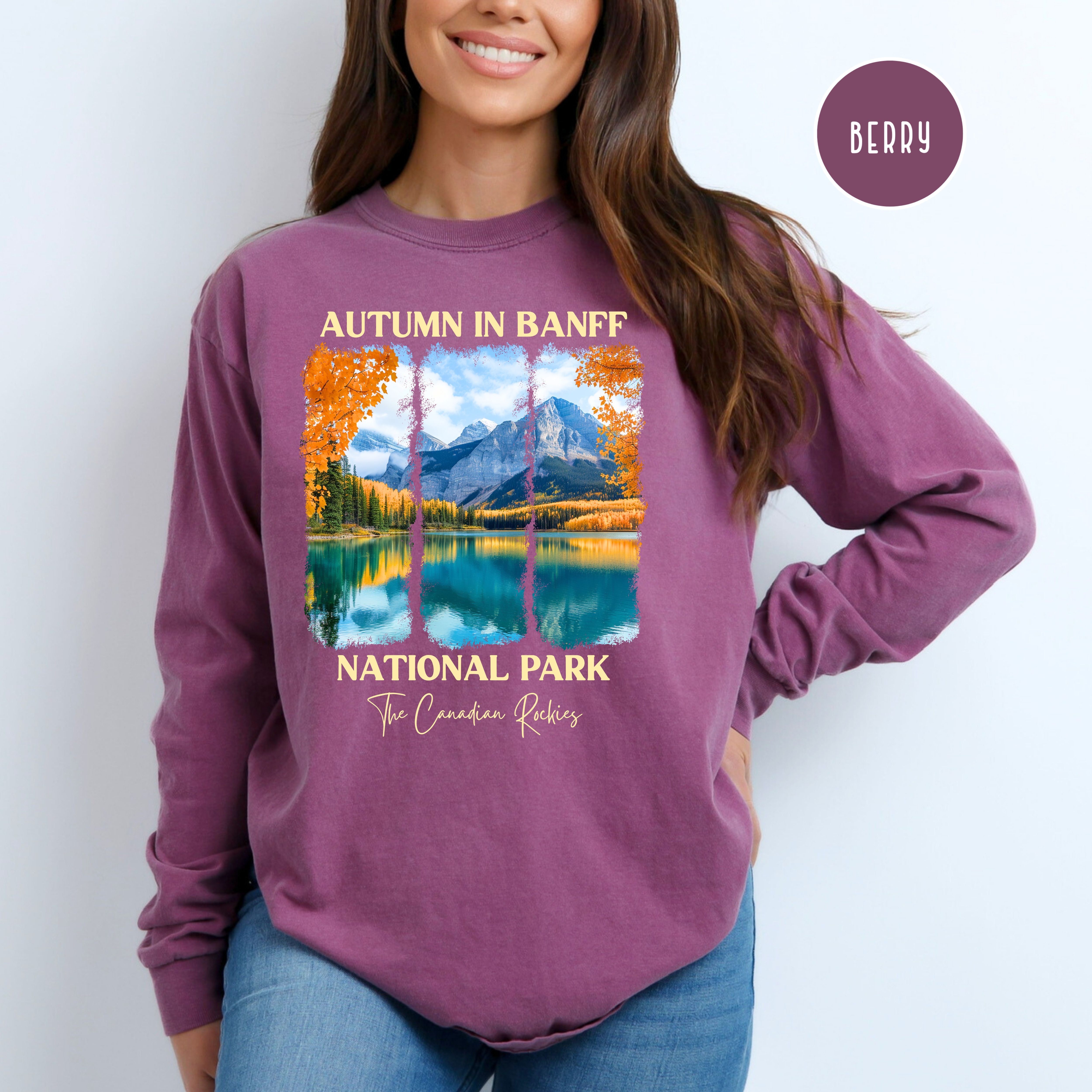 Autumn in Banff National Park Comfort Colors Unisex Long Sleeve Tee