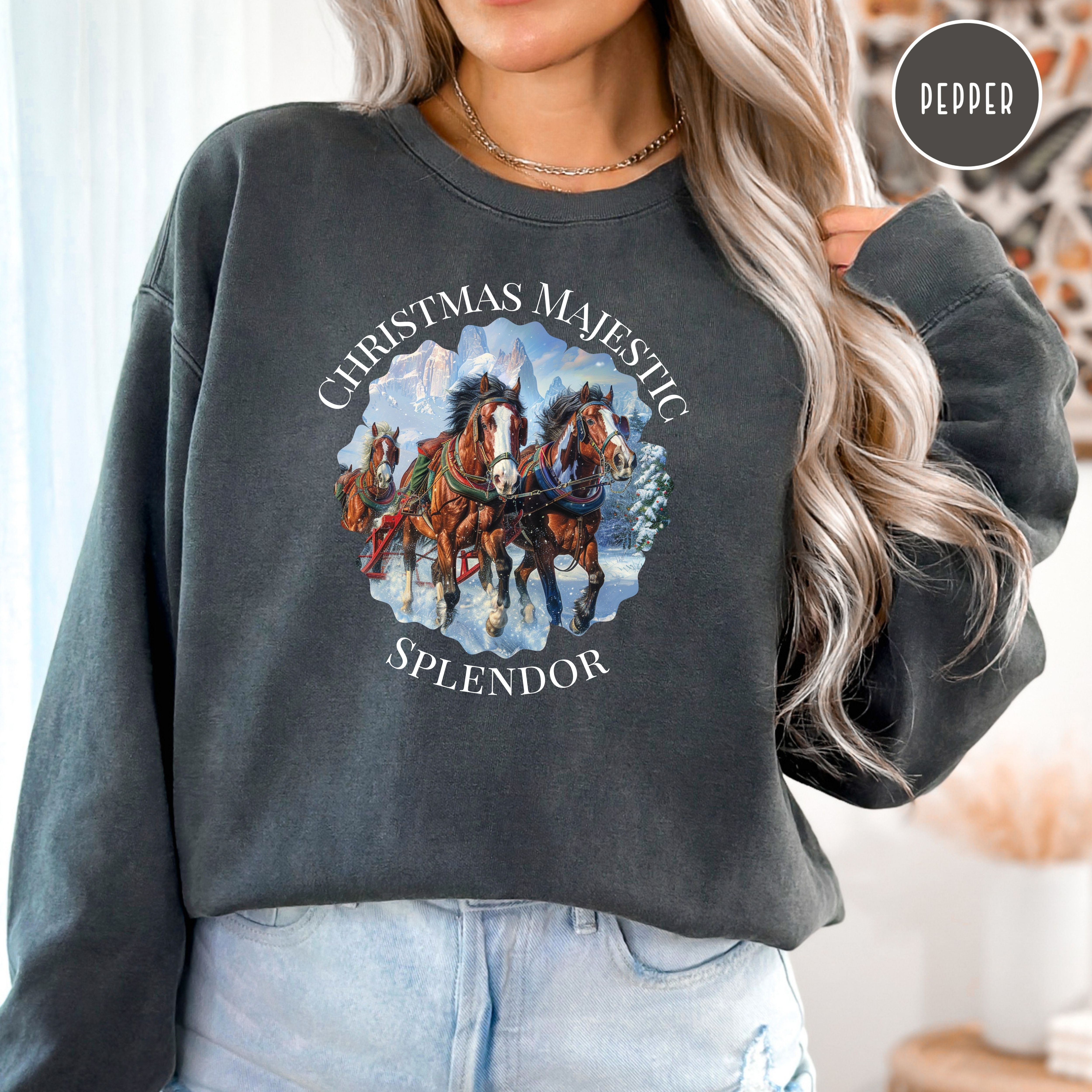 Majestic Christmas Clydesdale Horses Comfort Colors® Sweatshirt