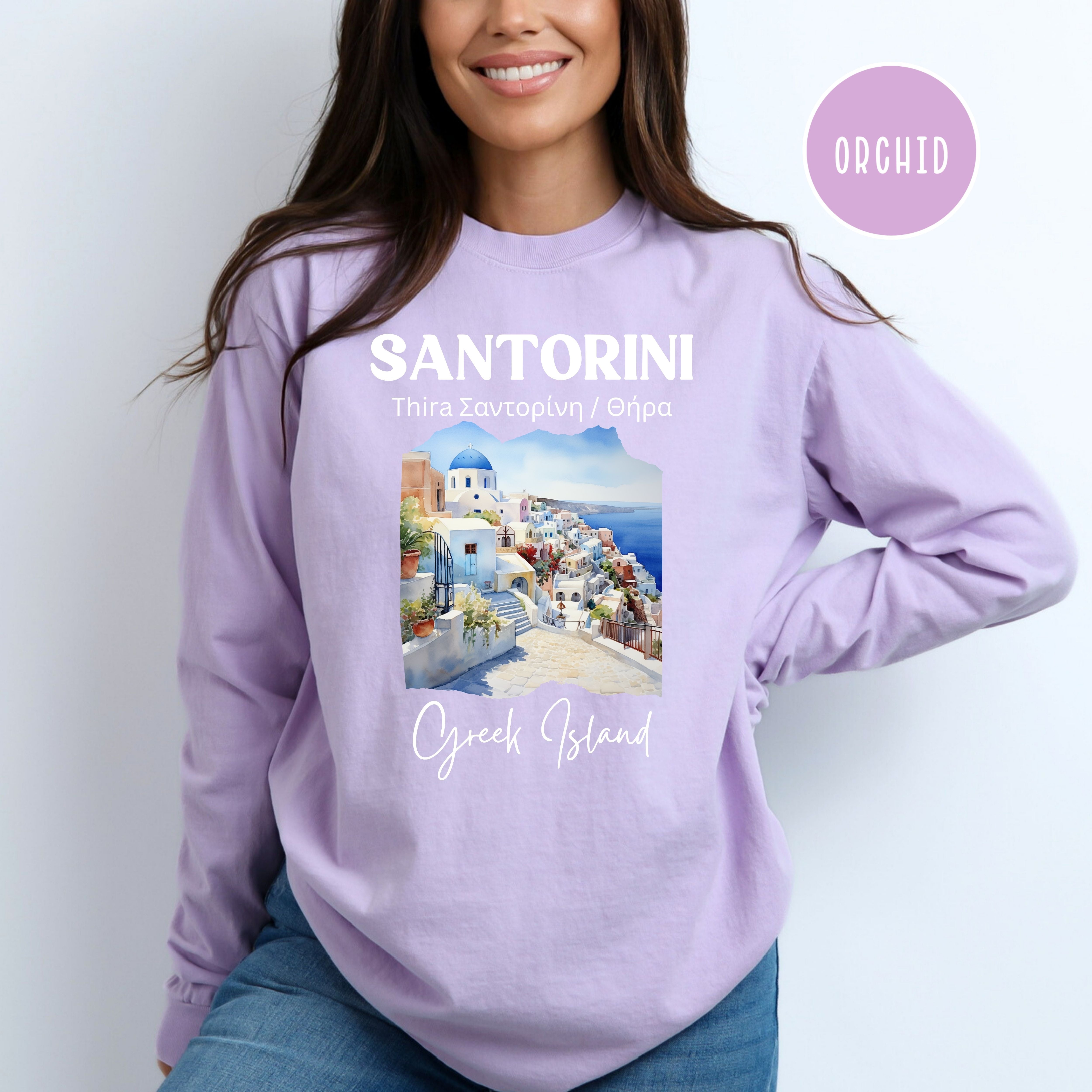 Santorini Greece Comfort Colors® Long Sleeve Tee