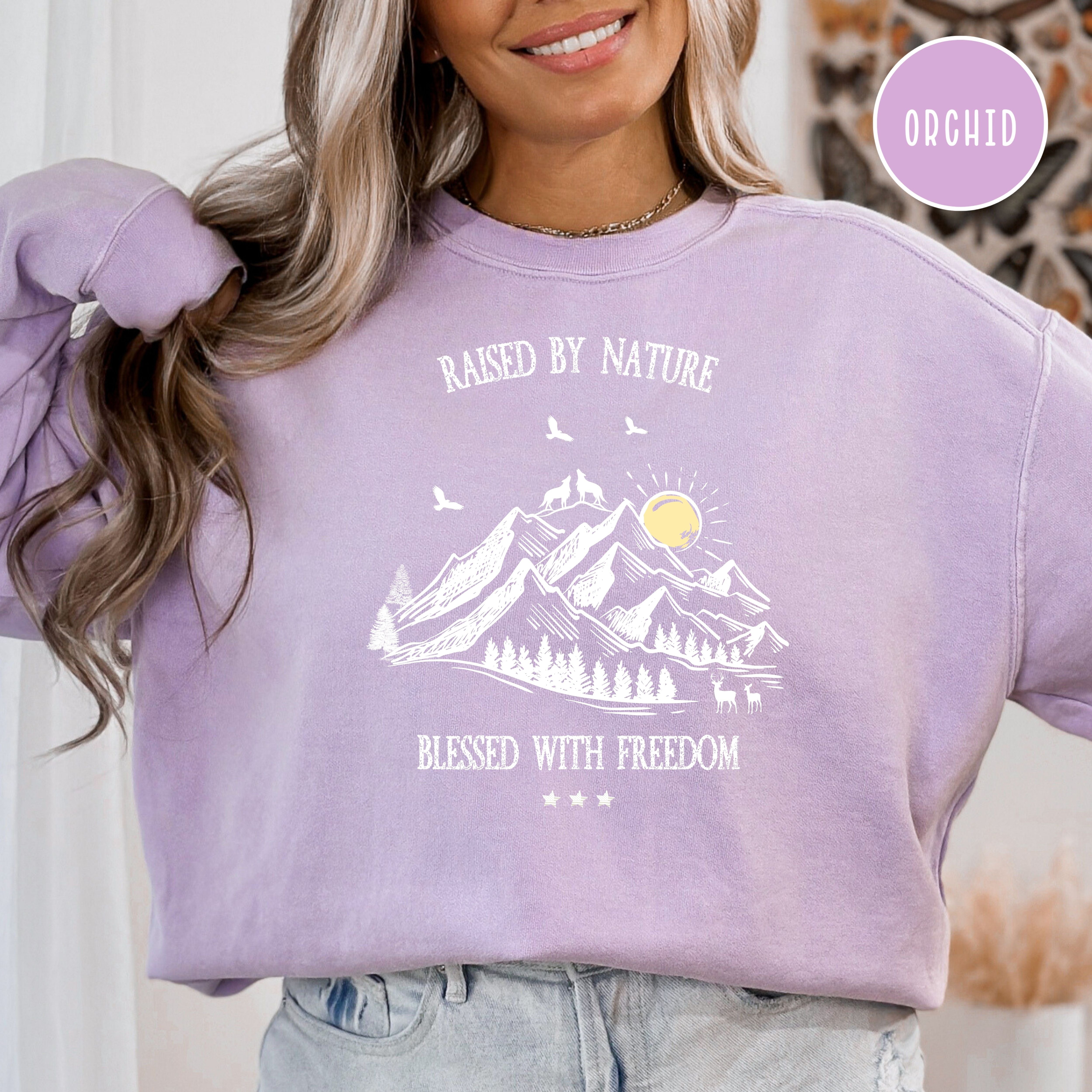 Raised By Nature Blessed with Freedom Comfort Colors® Sweatshirt