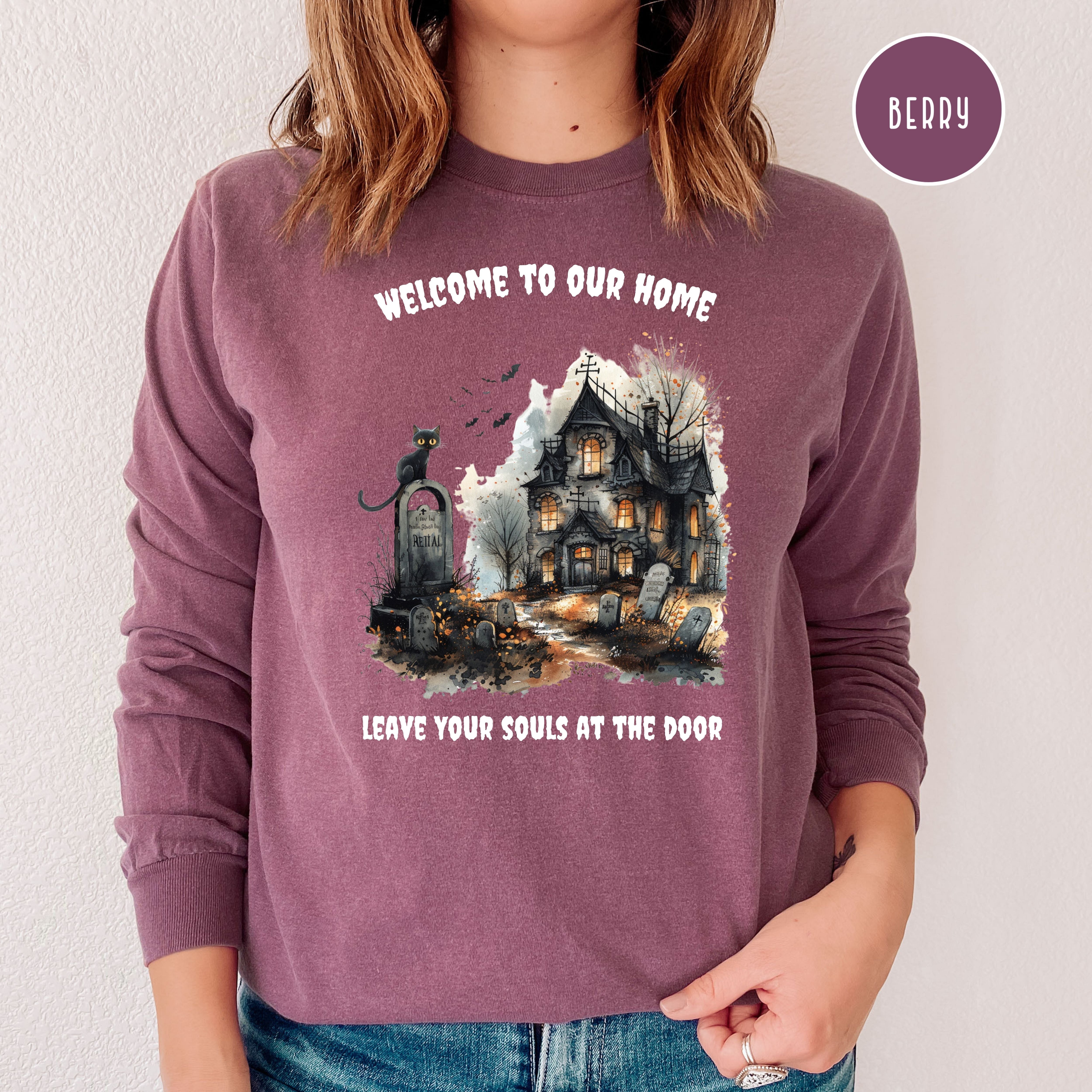 Halloween Haunted House Comfort Colors® Long Sleeve Tee