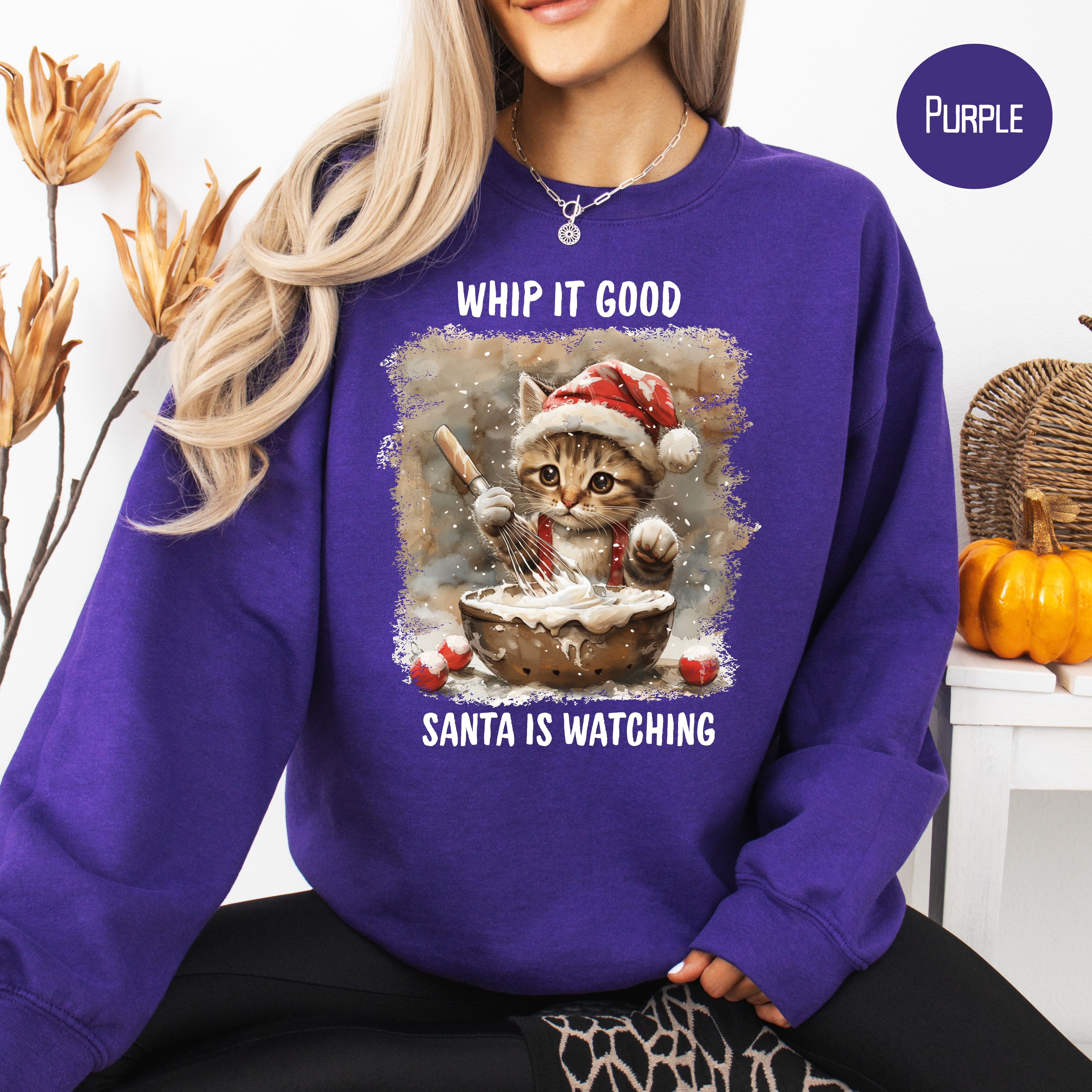 Cute Cat Whip It Good Christmas Baking Sweatshirt